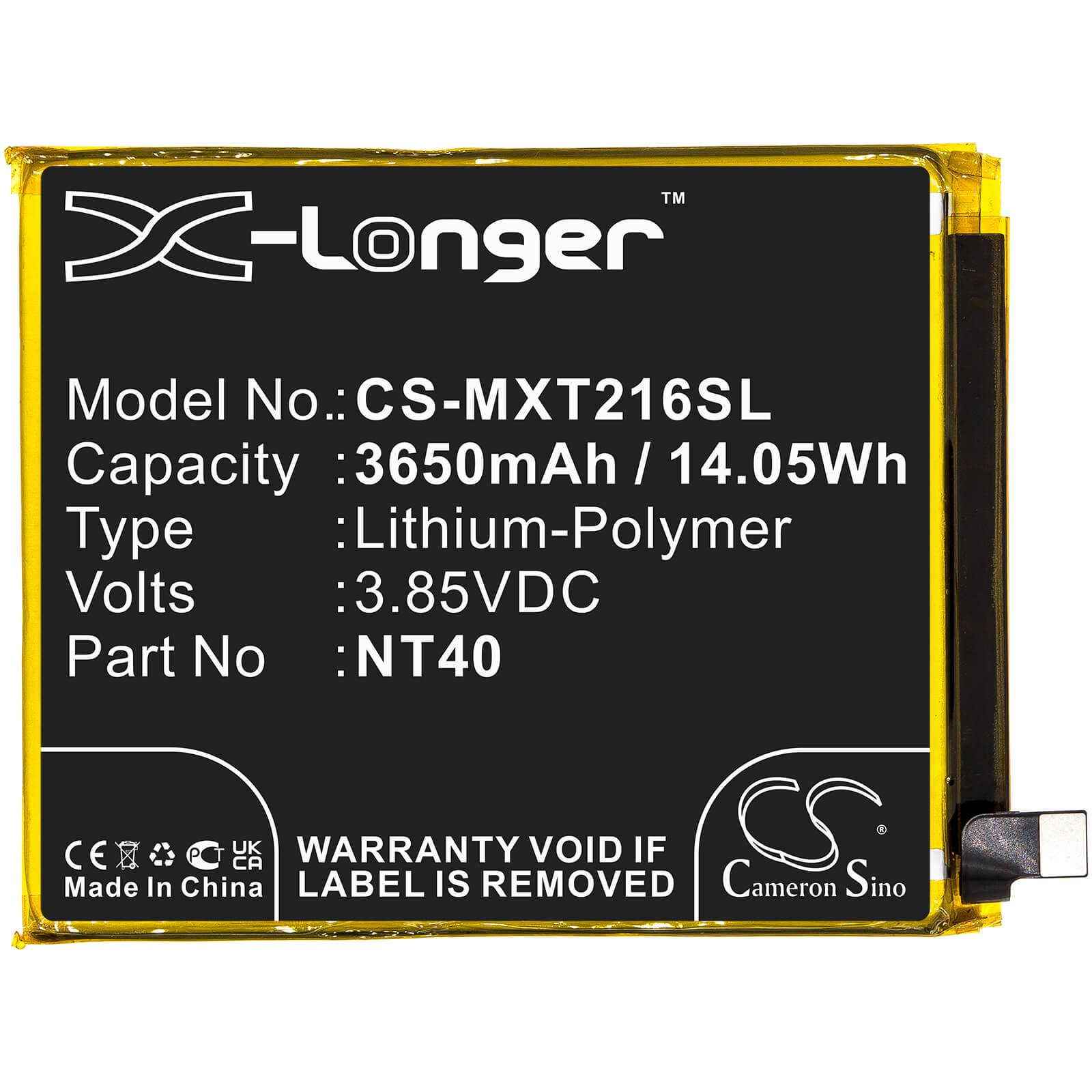 Li-Polymer Battery fits Motorola, G Pure 2021, Moto G Pure 3.85V, 3650mAh / 14.05Wh Mobile & SmartPhone Cameron Sino Technology Limited