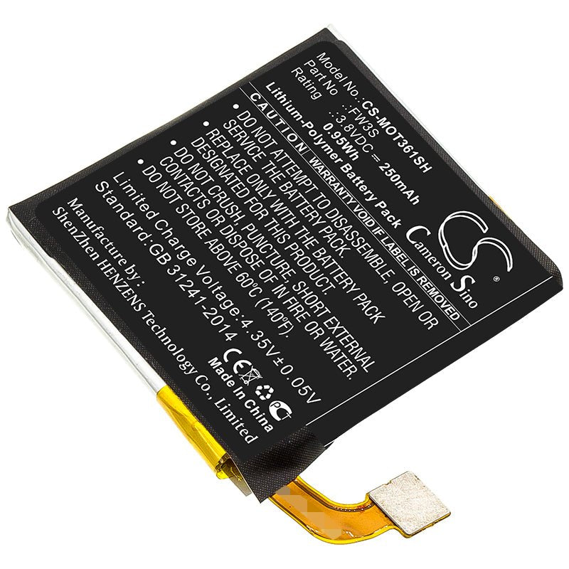 Li-Polymer Battery fits Motorola, Moto 360 2nd, Moto 360 2rd 3.8V, 370mAh Smartwatch Cameron Sino Technology Limited