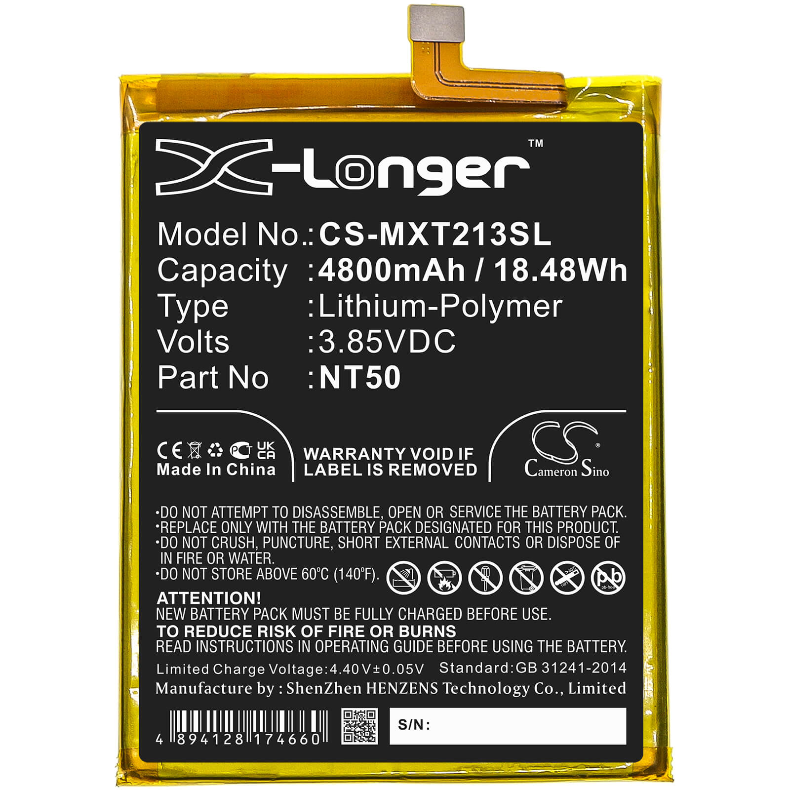 Li-Polymer Battery fits Motorola, Moto Edge 20 Lite, Moto Edge 20 Lite 5g 3.85V, 4800mAh / 18.48Wh Mobile & SmartPhone Cameron Sino Technology Limited