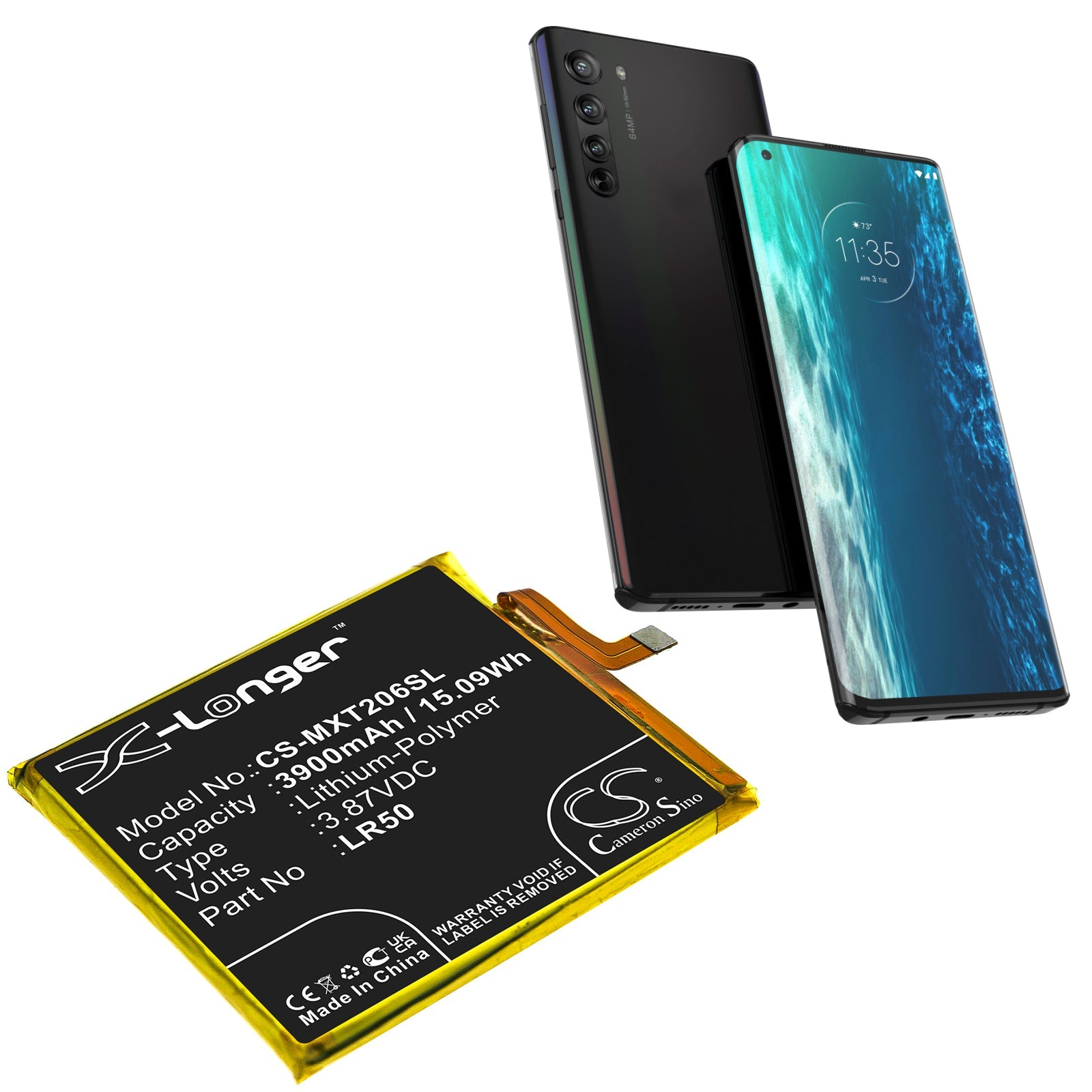 Li-Polymer Battery fits Motorola, Moto Edge, Moto Edge 5g 3.85V, 4250mAh Mobile & SmartPhone Cameron Sino Technology Limited