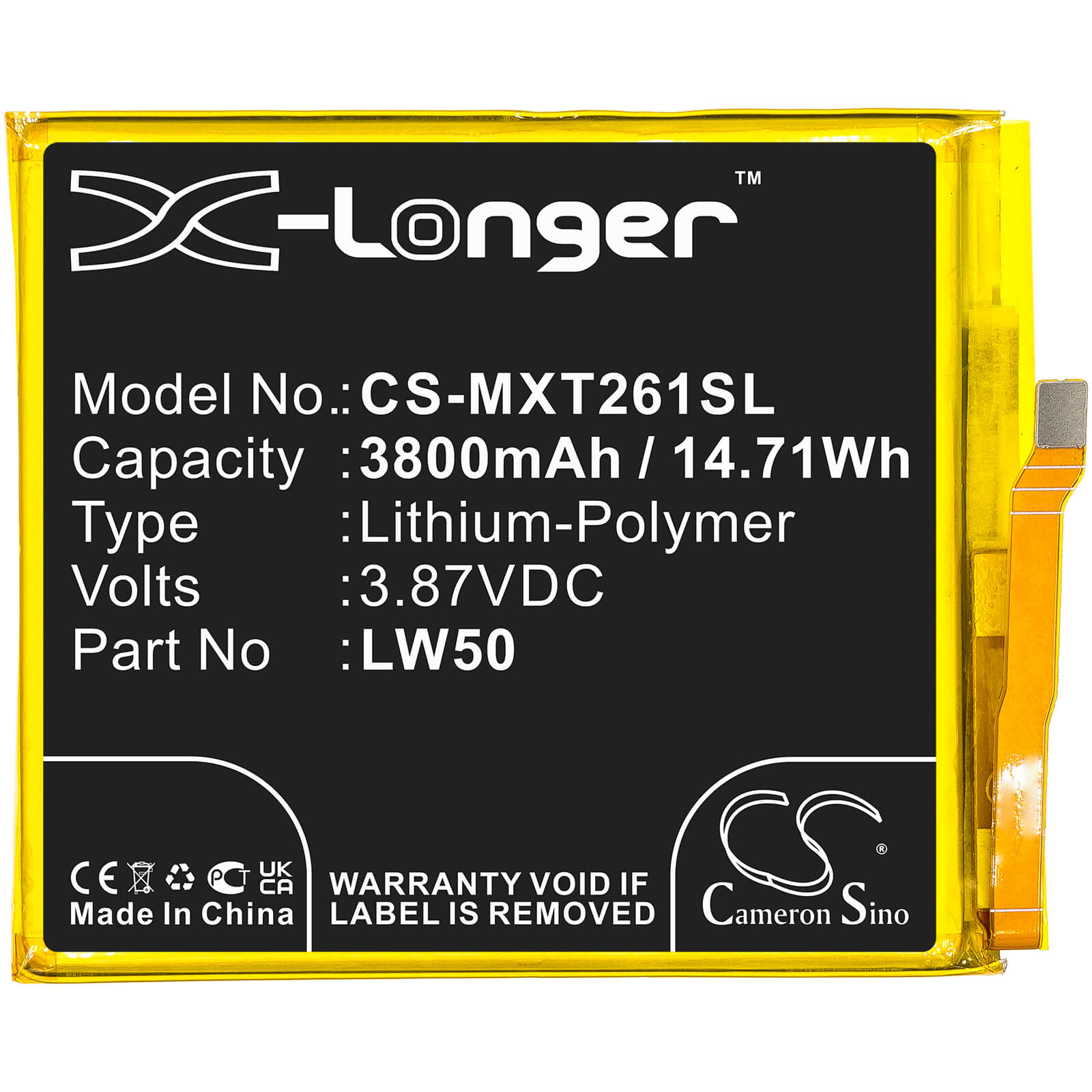 Li-Polymer Battery fits Motorola, Moto Edge Plus, Moto Edge+ 3.87V, 3800mAh / 14.71Wh Mobile & SmartPhone Cameron Sino Technology Limited
