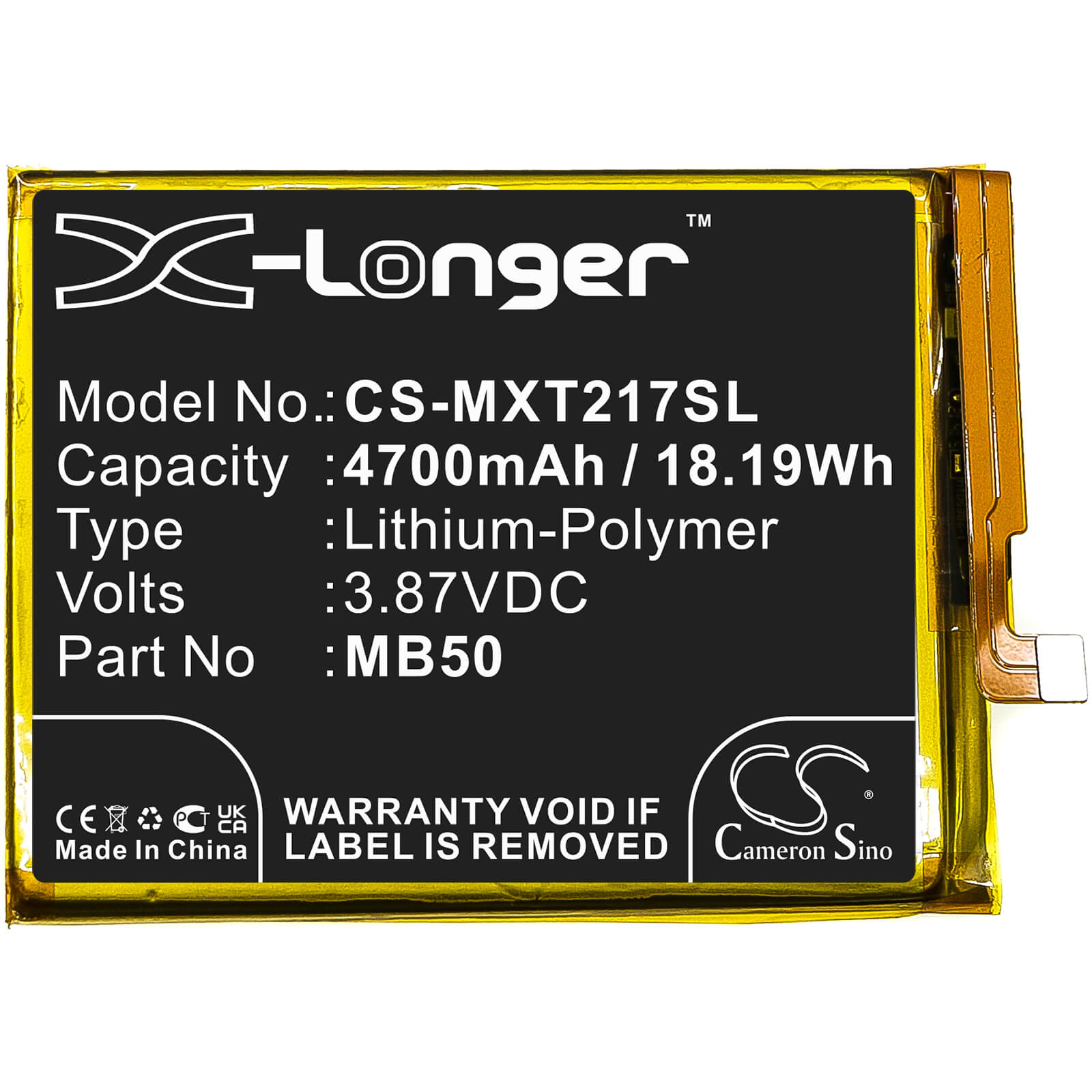 Li-Polymer Battery fits Motorola, Moto Edge S30, Moto Edge S30 5g 2021 3.87V, 4700mAh / 18.19Wh Mobile & SmartPhone Cameron Sino Technology Limited