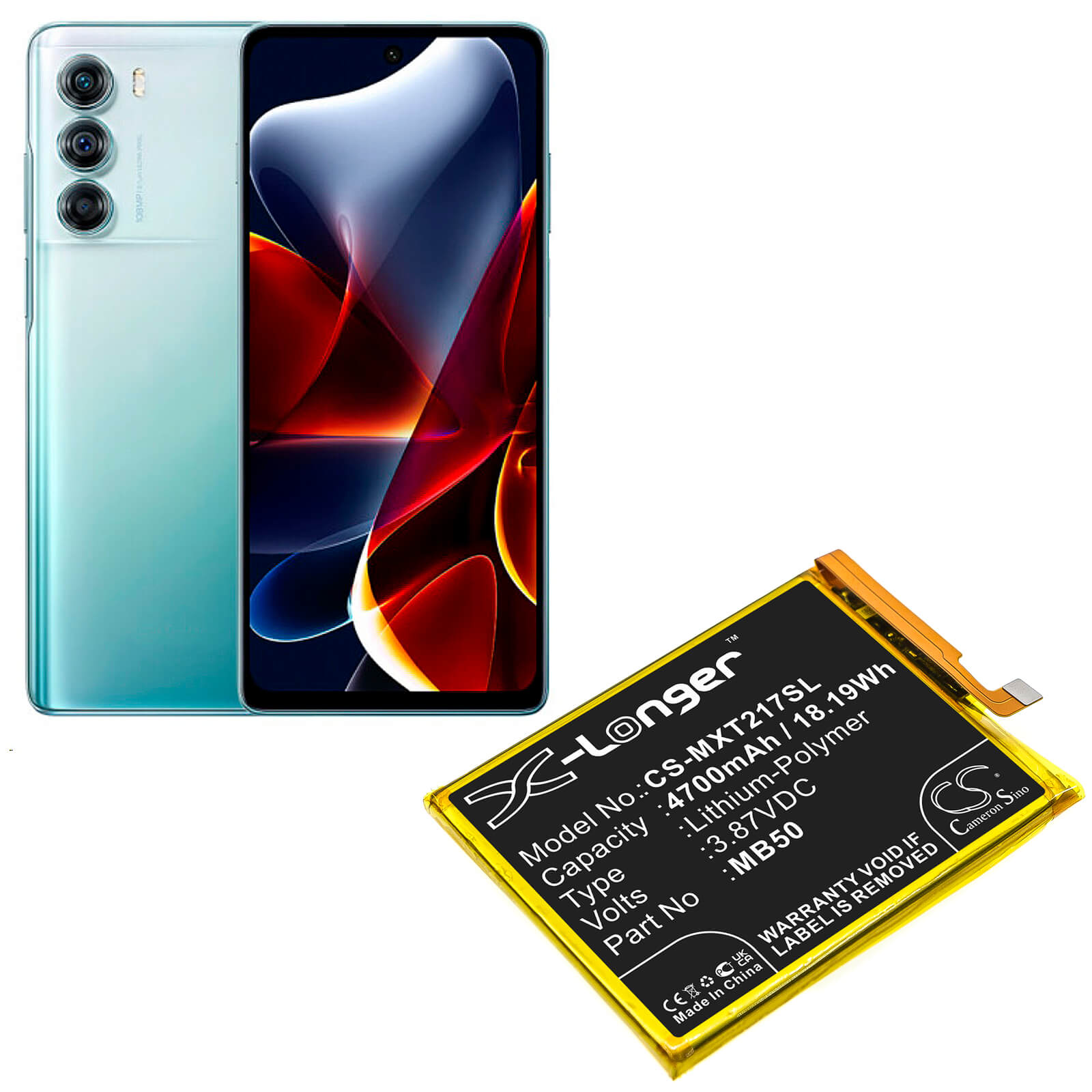 Li-Polymer Battery fits Motorola, Moto Edge S30, Moto Edge S30 5g 2021 3.87V, 4700mAh / 18.19Wh Mobile & SmartPhone Cameron Sino Technology Limited