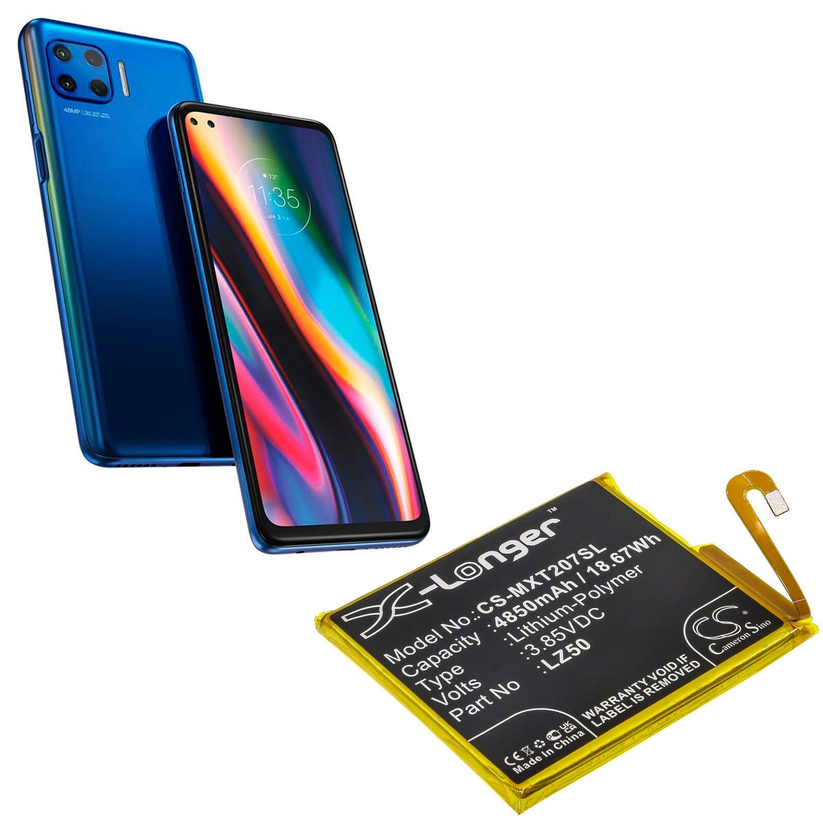 Li-Polymer Battery fits Motorola, Moto G 5g Plus, Moto G100 3.85V, 4850mAh / 18.67Wh Mobile & SmartPhone Cameron Sino Technology Limited