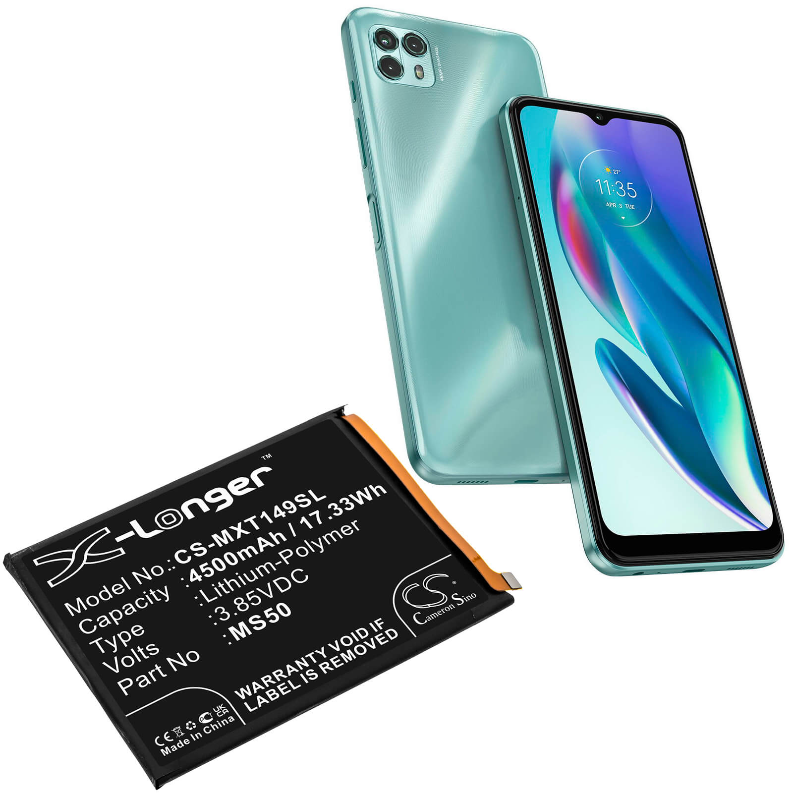 Li-Polymer Battery fits Motorola, Moto G50 5g, Moto G50 5g 2021 3.85V, 4500mAh / 17.33Wh Mobile & SmartPhone Cameron Sino Technology Limited