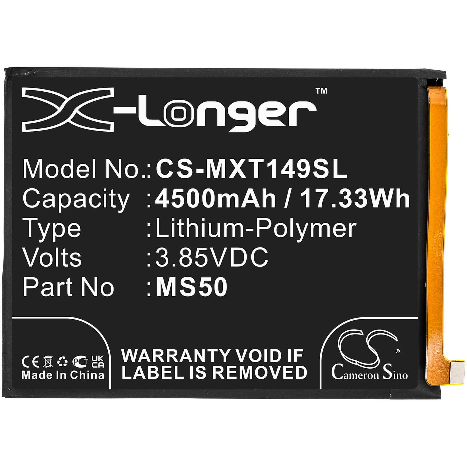 Li-Polymer Battery fits Motorola, Moto G50 5g, Moto G50 5g 2021 3.85V, 4500mAh / 17.33Wh Mobile & SmartPhone Cameron Sino Technology Limited