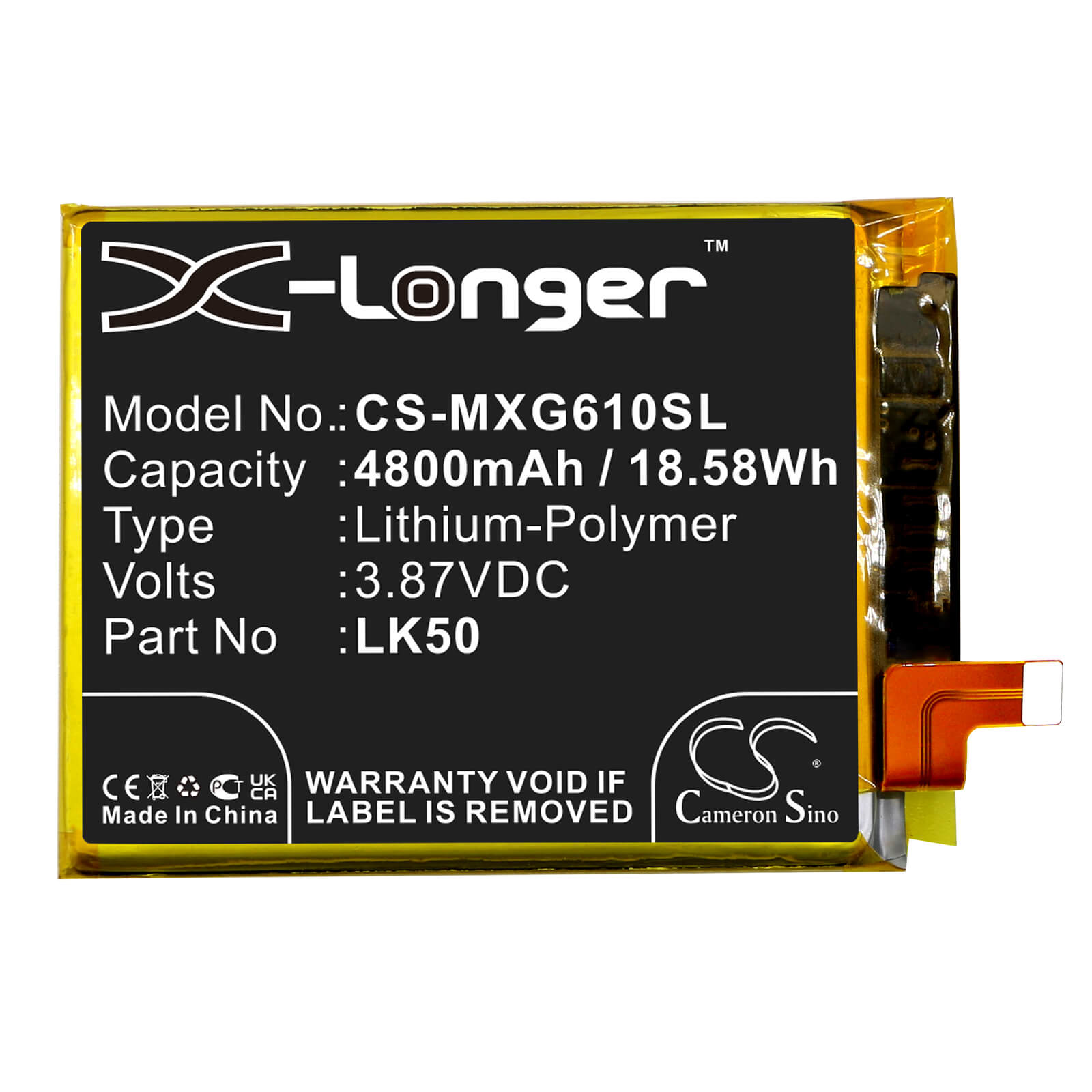 Li-Polymer Battery fits Motorola, Moto G60s, Moto G60s 2021 3.87V, 4800mAh / 18.58Wh Mobile & SmartPhone Cameron Sino Technology Limited