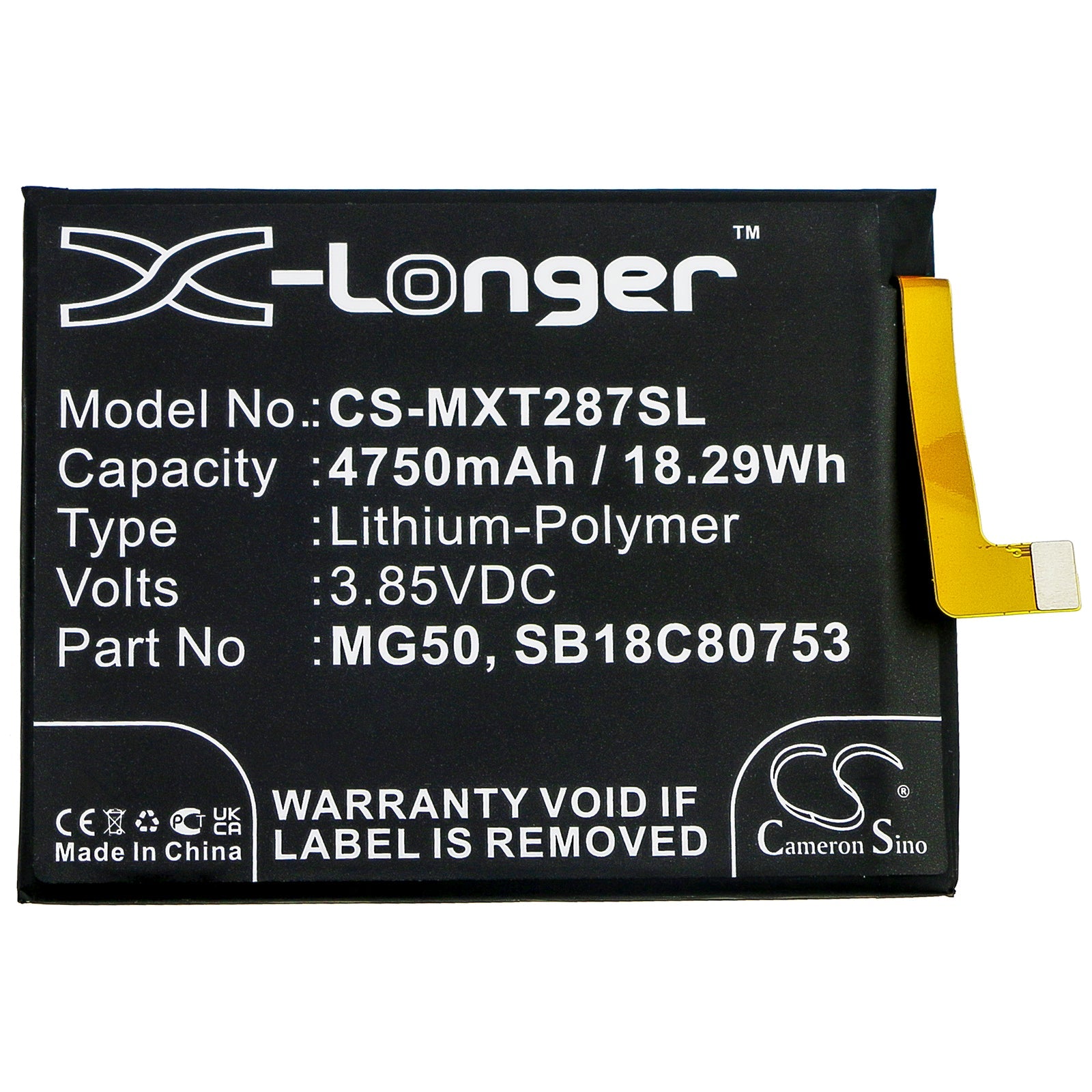 Li-Polymer Battery fits Motorola, Moto G9 Plus, Xt2087-1, Xt2087-2 3.85V, 4750mAh Mobile & SmartPhone Cameron Sino Technology Limited