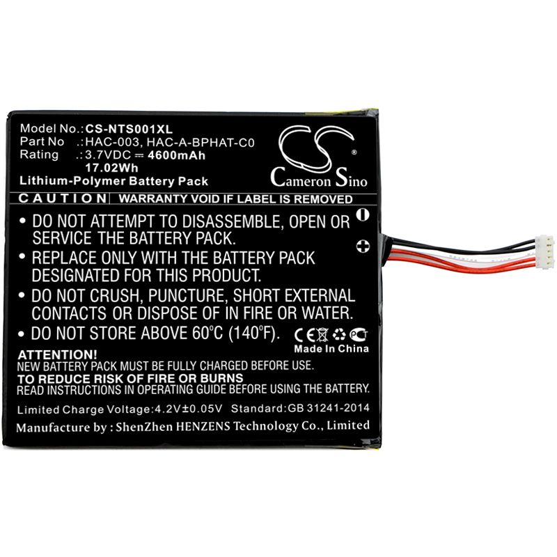 Li-Polymer Battery fits Nintendo, Hac-s-jp/eu-c0, Switch Hac-001 3.7V, 4600mAh Game Console Cameron Sino Technology Limited