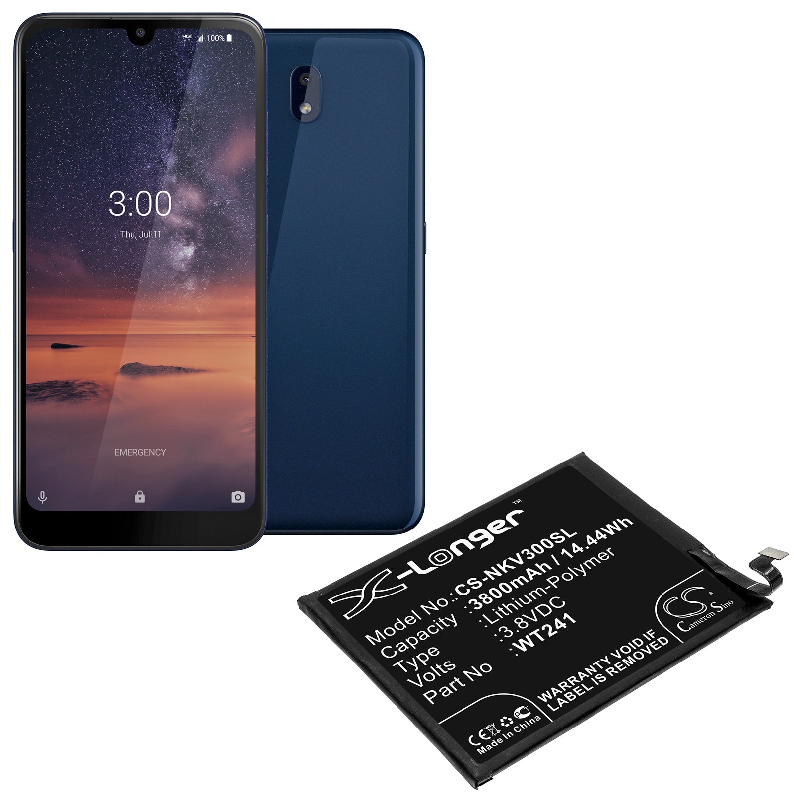 Li-Polymer Battery fits Nokia, 3 V, Ta-1153 3.8V, 3800mAh Mobile & SmartPhone Cameron Sino Technology Limited