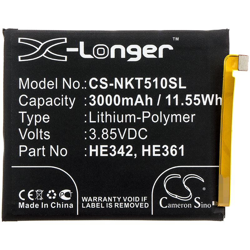 Li-Polymer Battery fits Nokia, 5.1 Plus, Nokia 6.1 Plus 3.85V, 3000mAh Mobile & SmartPhone Cameron Sino Technology Limited
