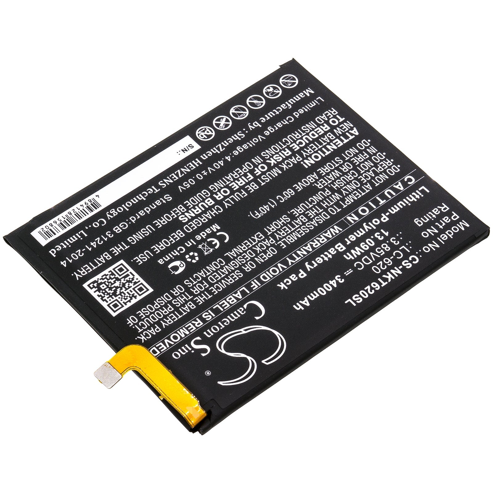 Li-Polymer Battery fits Nokia, 6.2 3.85V, 3400mAh Mobile & SmartPhone Cameron Sino Technology Limited
