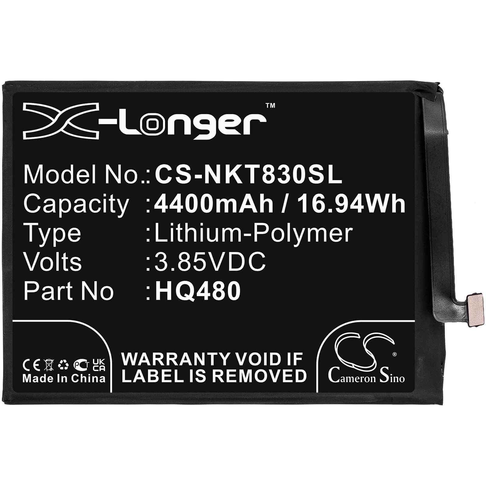 Li-Polymer Battery fits Nokia, 8 V 5g, 8,3 2020 5g 3.85V, 4400mAh / 16.94Wh Mobile & SmartPhone Cameron Sino Technology Limited