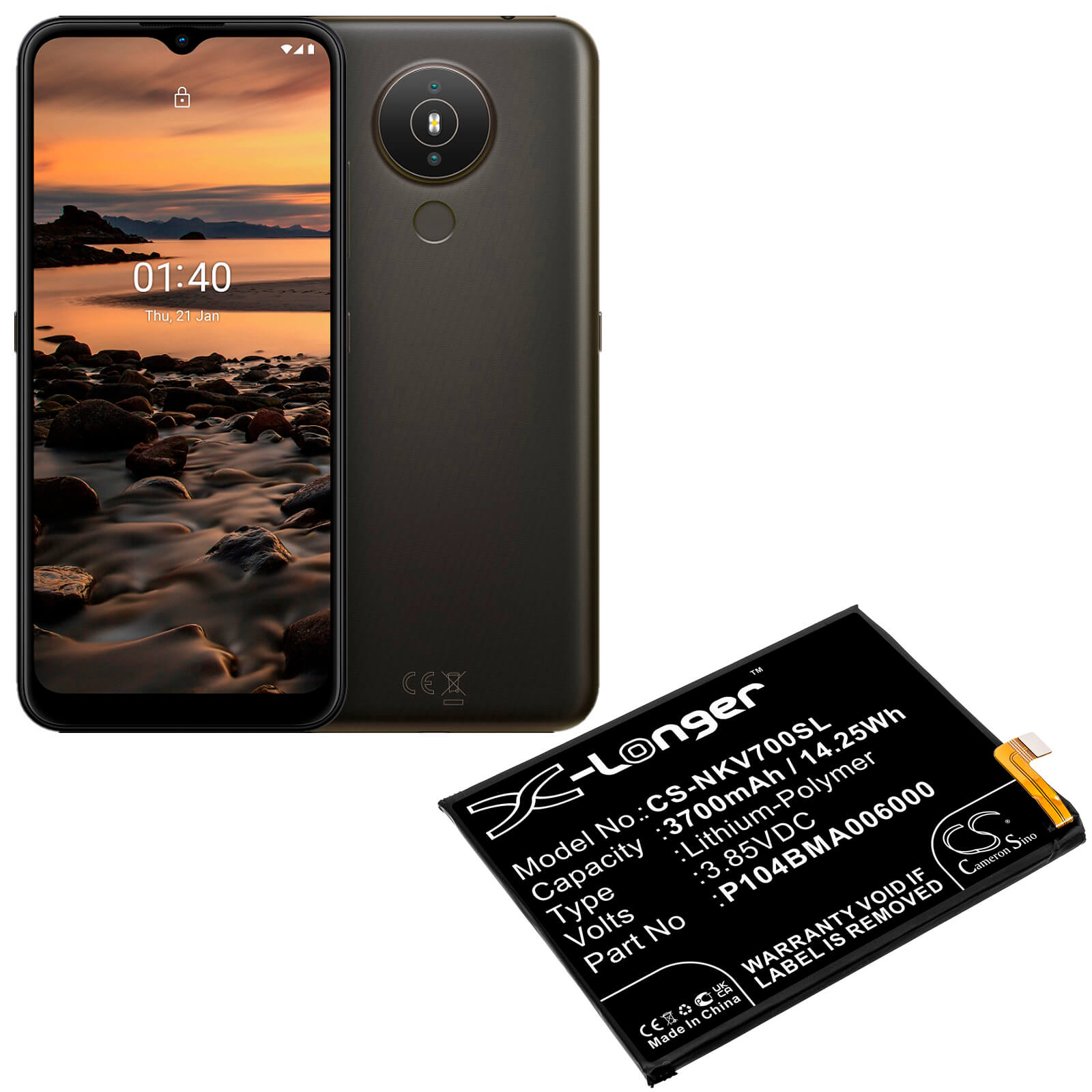 Li-Polymer Battery fits Nokia, Ta-1322, Ta-1323 3.85V, 3700mAh / 14.25Wh Mobile & SmartPhone Cameron Sino Technology Limited