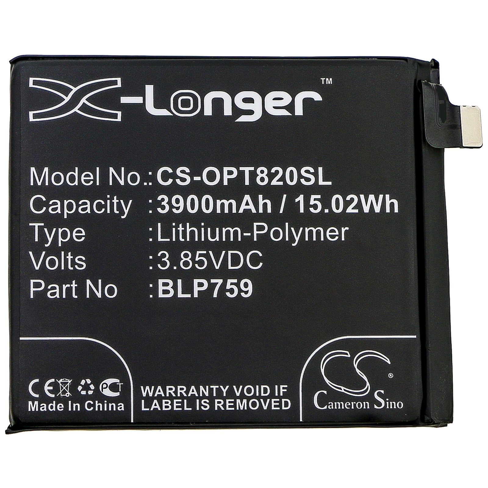 Li-Polymer Battery fits Oneplus, 8 Pro, 8 Pro 5g, In2020 3.85V, 3900mAh Mobile & SmartPhone Cameron Sino Technology Limited