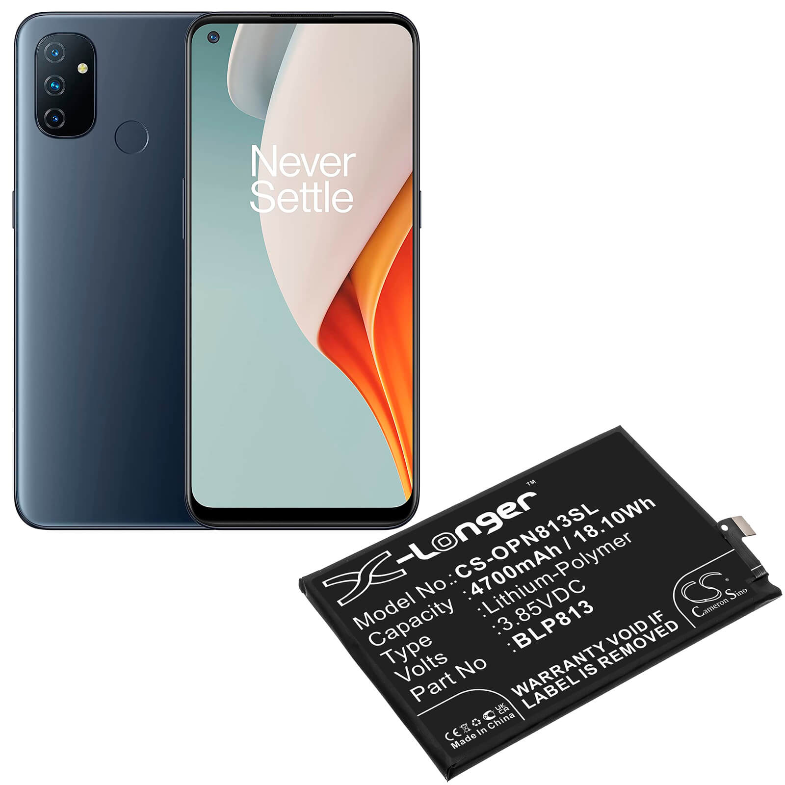 Li-Polymer Battery fits Oneplus, Be2011, Be2013 3.85V, 4700mAh / 18.10Wh Mobile & SmartPhone Cameron Sino Technology Limited