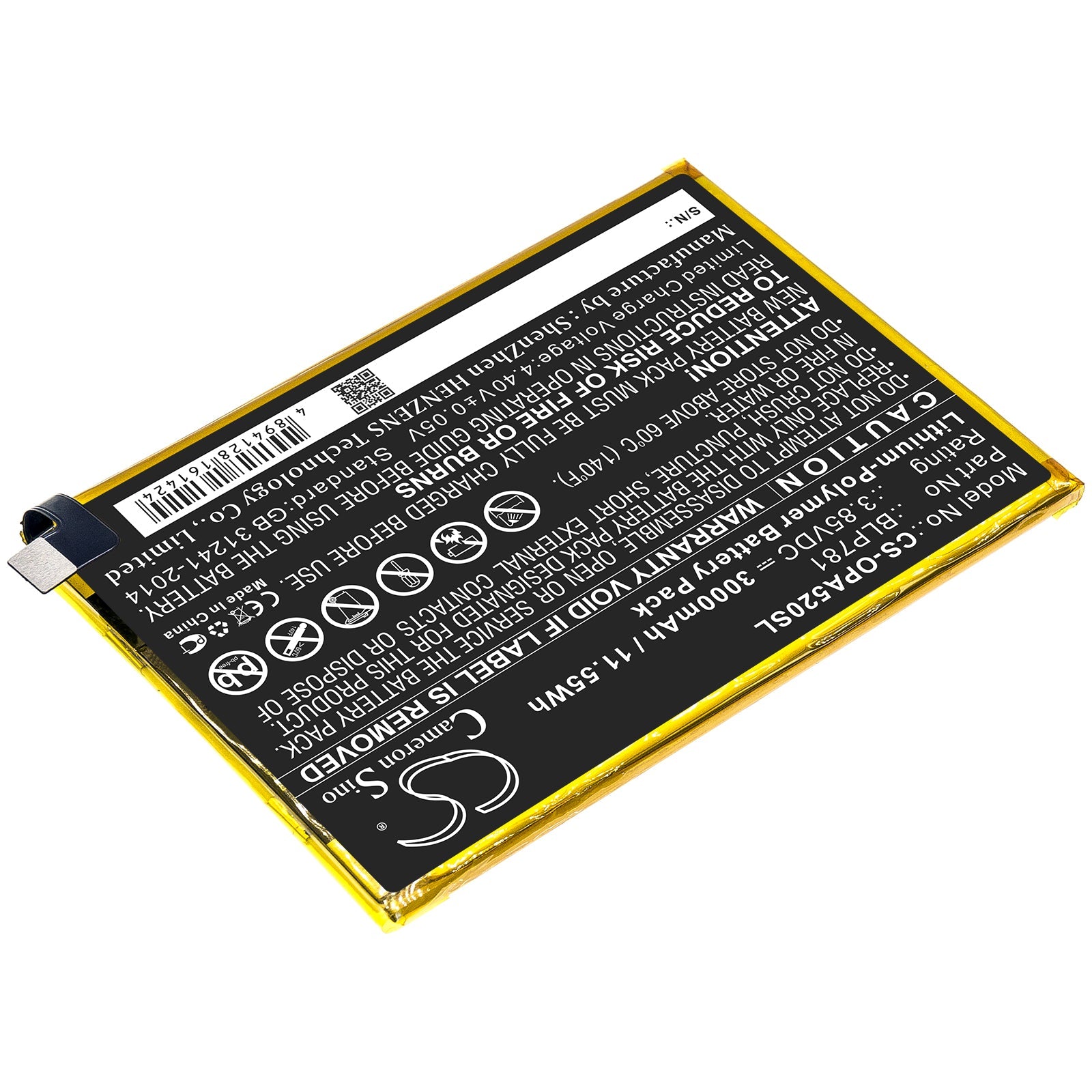 Li - Polymer Battery fits Oppo, Blp781 3.85V, 4900mAh - Batterybuyer.ca