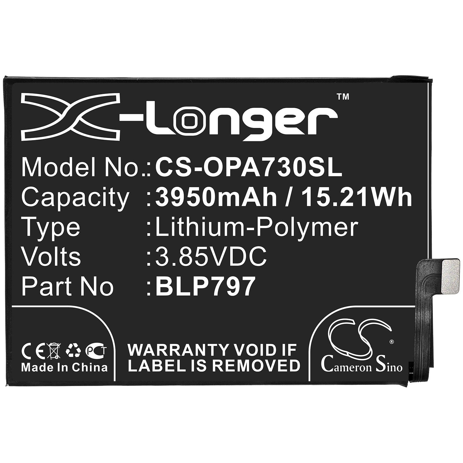 Li-Polymer Battery fits Oppo, Blp797 3.85V, 3950mAh Mobile & SmartPhone Cameron Sino Technology Limited