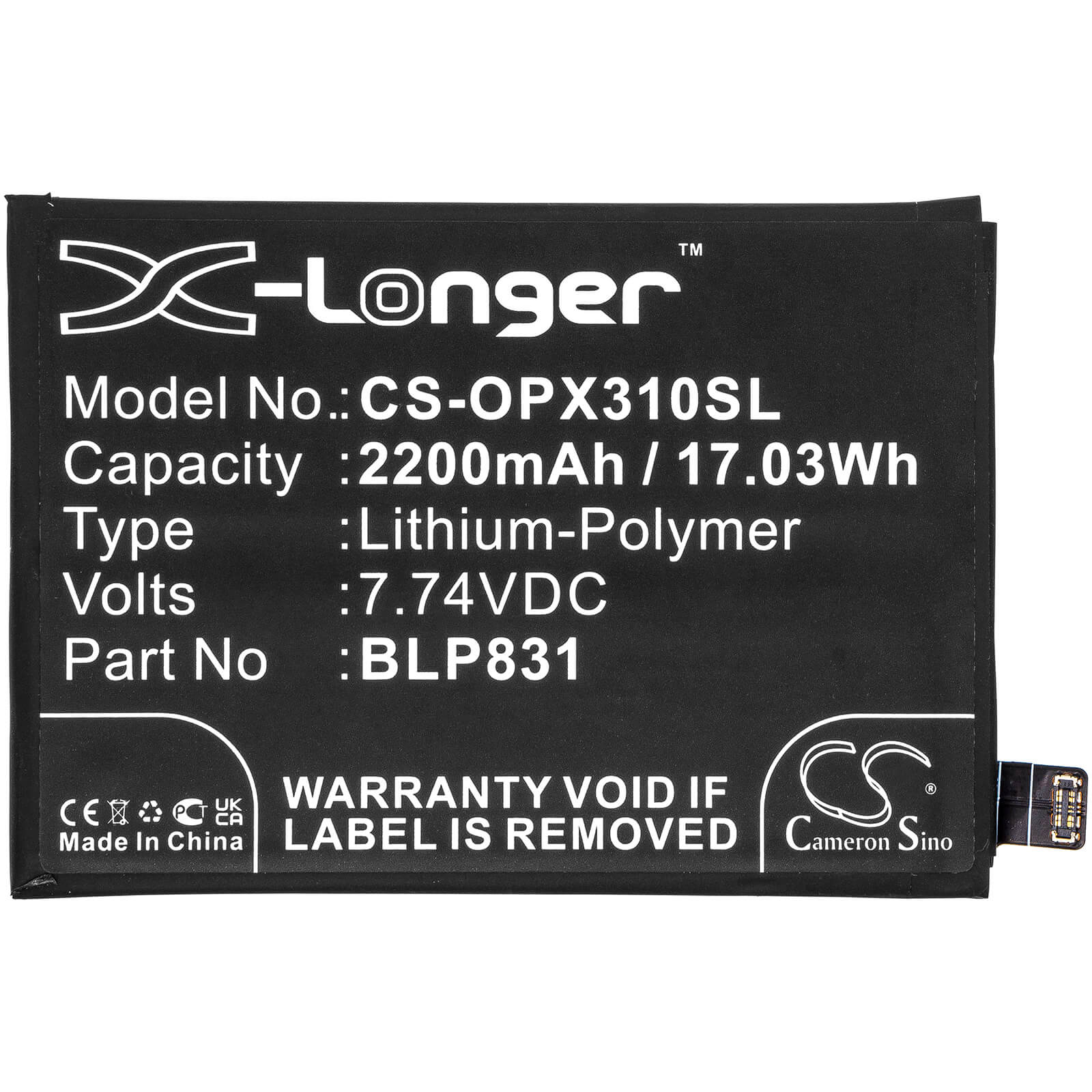 Li-Polymer Battery fits Oppo, Cph2173, Find X3 Pro 7.74V, 2200mAh / 17.03Wh Mobile & SmartPhone Cameron Sino Technology Limited