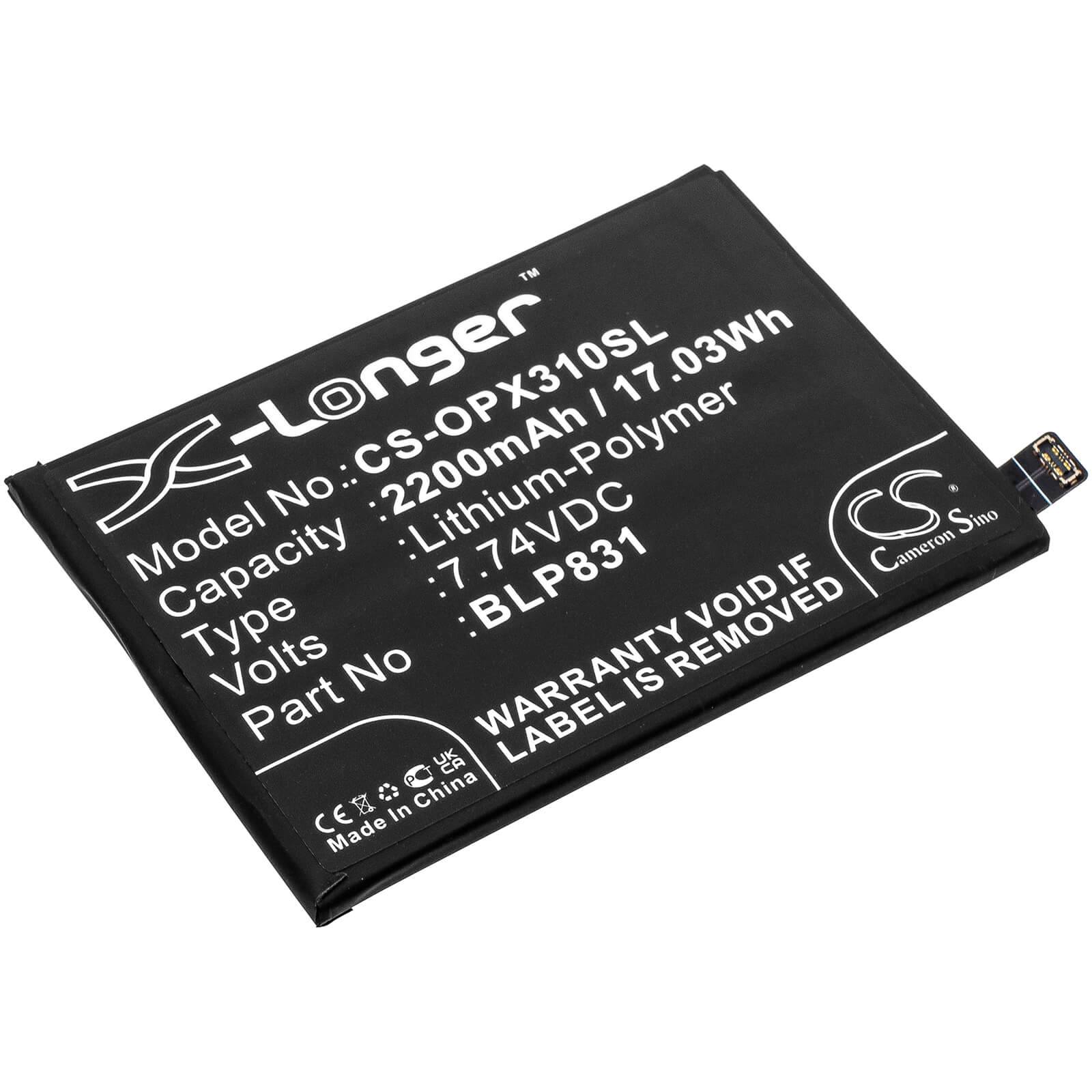 Li - Polymer Battery fits Oppo, Cph2173, Find X3 Pro 7.74V, 2200mAh / 17.03Wh - Batterybuyer.ca