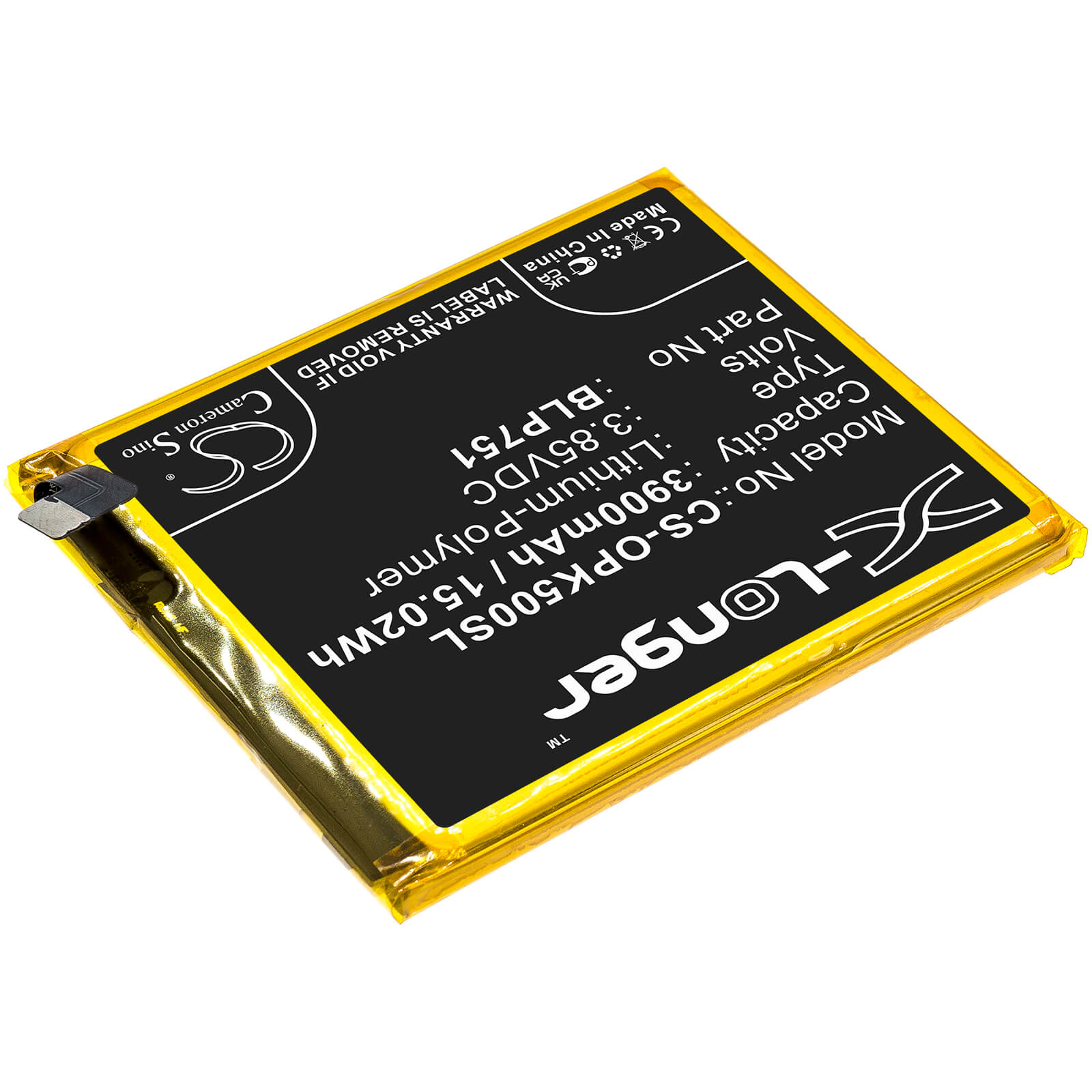 Li - Polymer Battery fits Oppo, K5, Pcnm00 3.85V, 3900mAh / 15.02Wh - Batterybuyer.ca