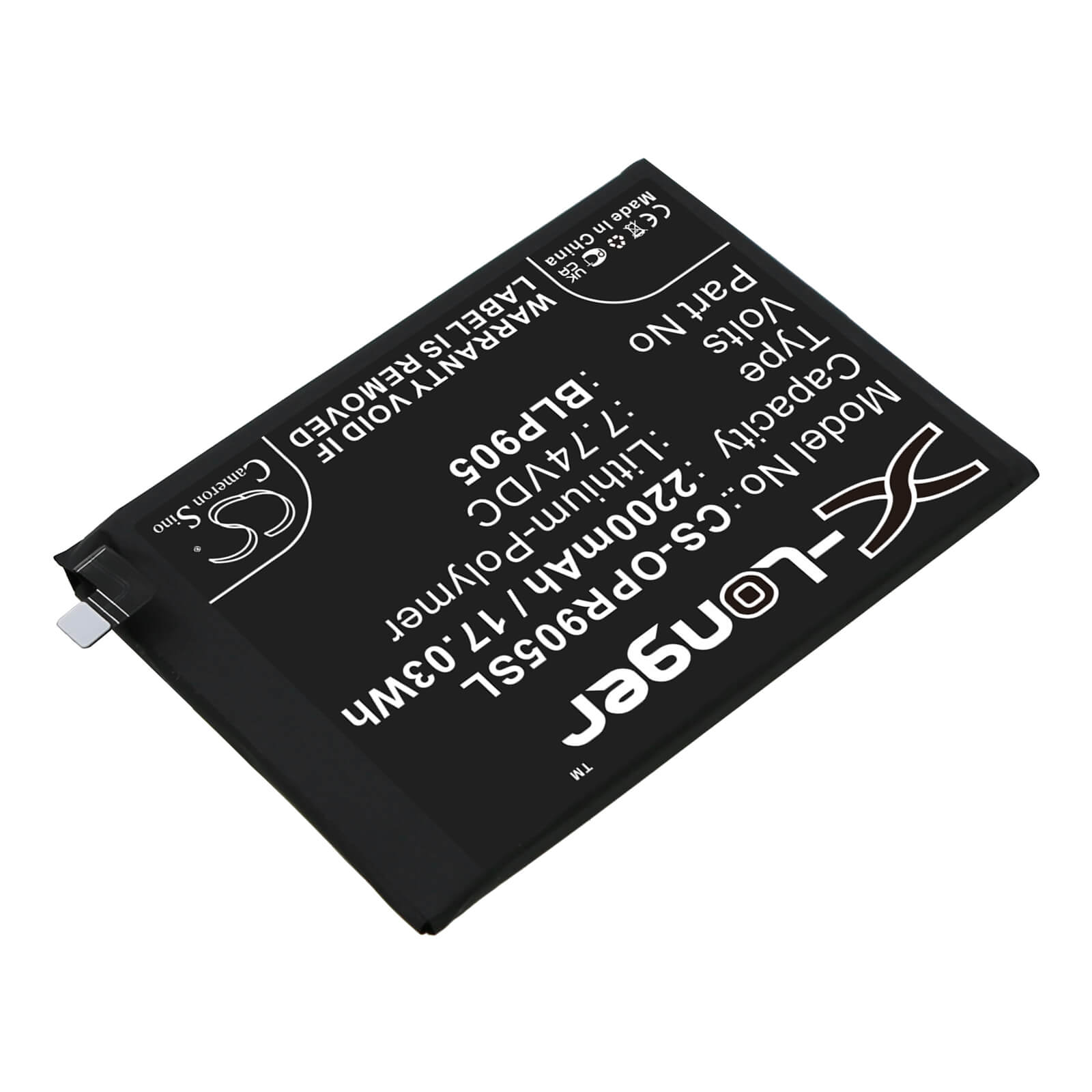 Li - Polymer Battery fits Oppo, Pfdm00, Reno 7 Pro 5g 7.74V, 2200mAh / 17.03Wh - Batterybuyer.ca