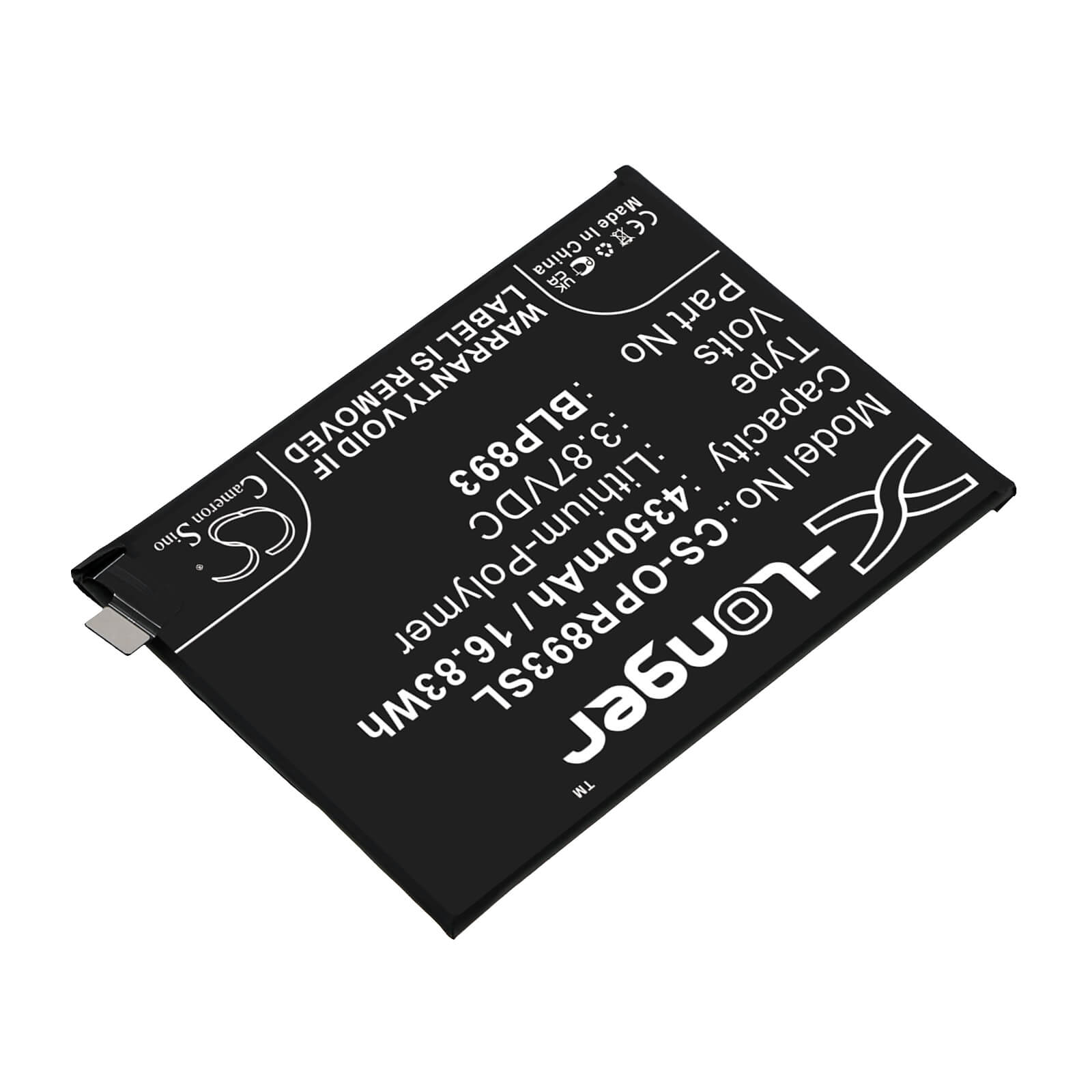 Li - Polymer Battery fits Oppo, Pfjm10, Reno 7 3.87V, 4350mAh / 16.83Wh - Batterybuyer.ca