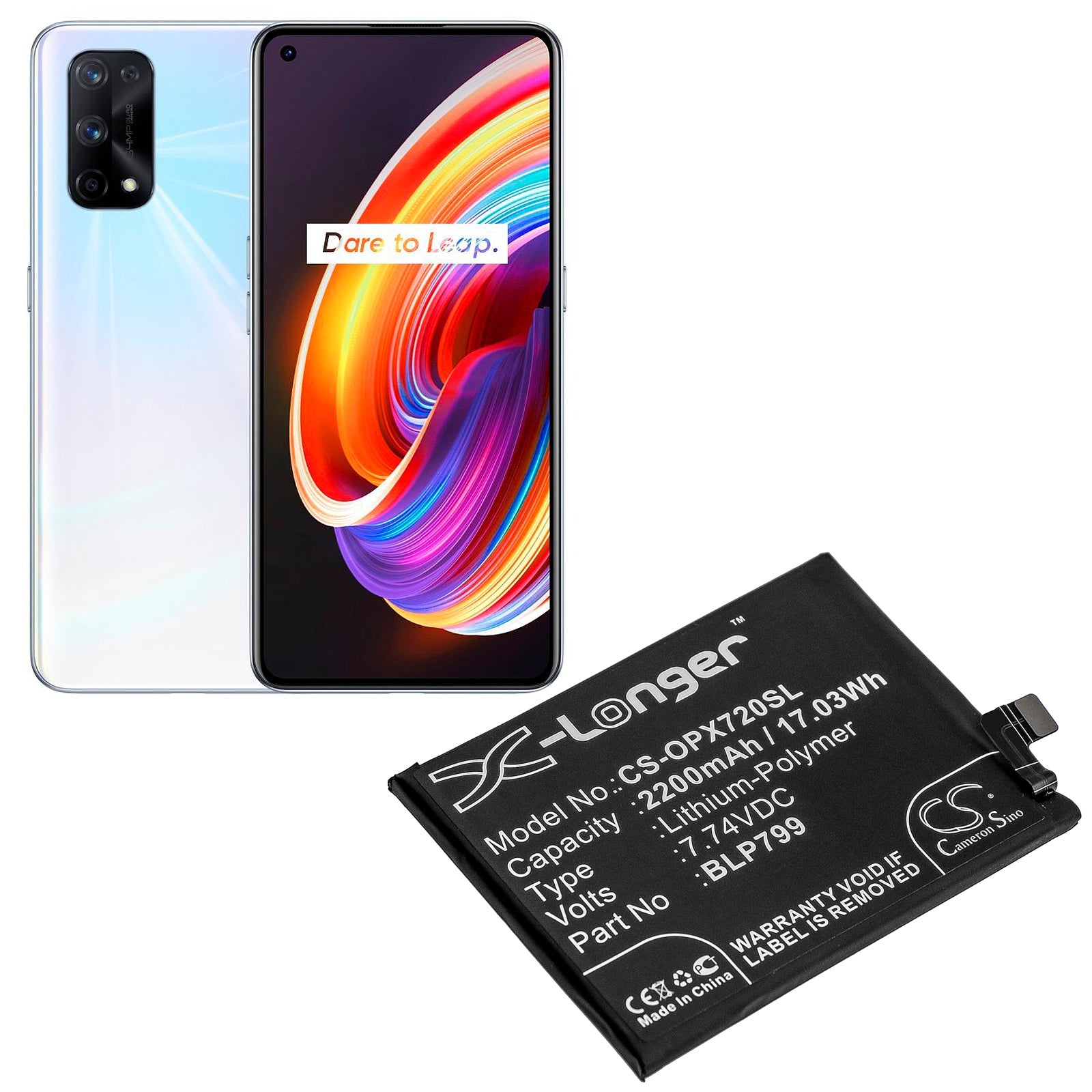 Li-Polymer Battery fits Oppo, R2121, Realme X7 Pro 5g, Rmx2121 7.74V, 2200mAh Mobile & SmartPhone Cameron Sino Technology Limited