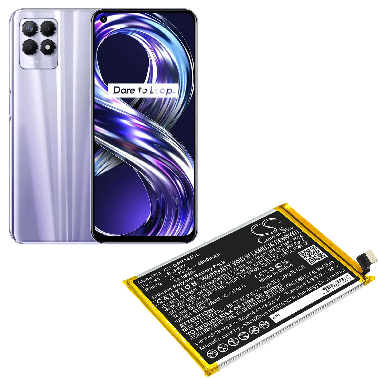 Li-Polymer Battery fits Oppo, Realme 8i 3.87V, 4900mAh / 18.96Wh Mobile & SmartPhone Cameron Sino Technology Limited