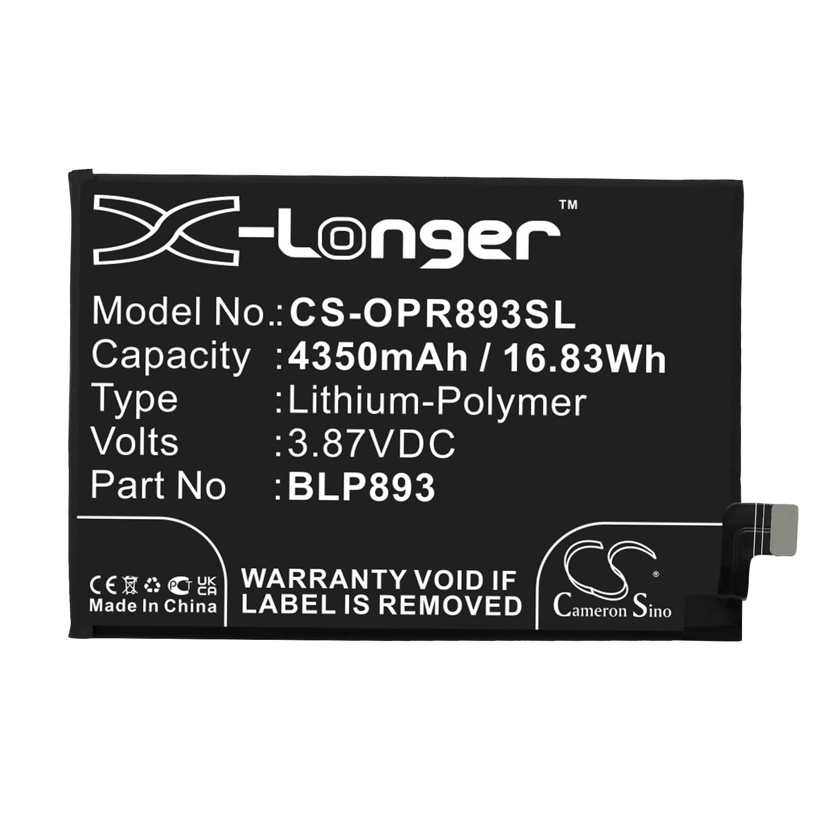 Li-Polymer Battery fits Oppo, Realme Gt Neo 2, Realme Gt Pro 2 7.74V, 2150mAh / 16.64Wh Mobile & SmartPhone Cameron Sino Technology Limited
