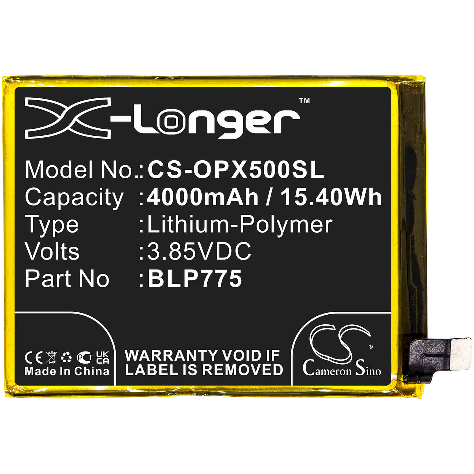 Li-Polymer Battery fits Oppo, Realme X50 5g, Rmx2021 3.85V, 4000mAh / 15.40Wh Mobile & SmartPhone Cameron Sino Technology Limited