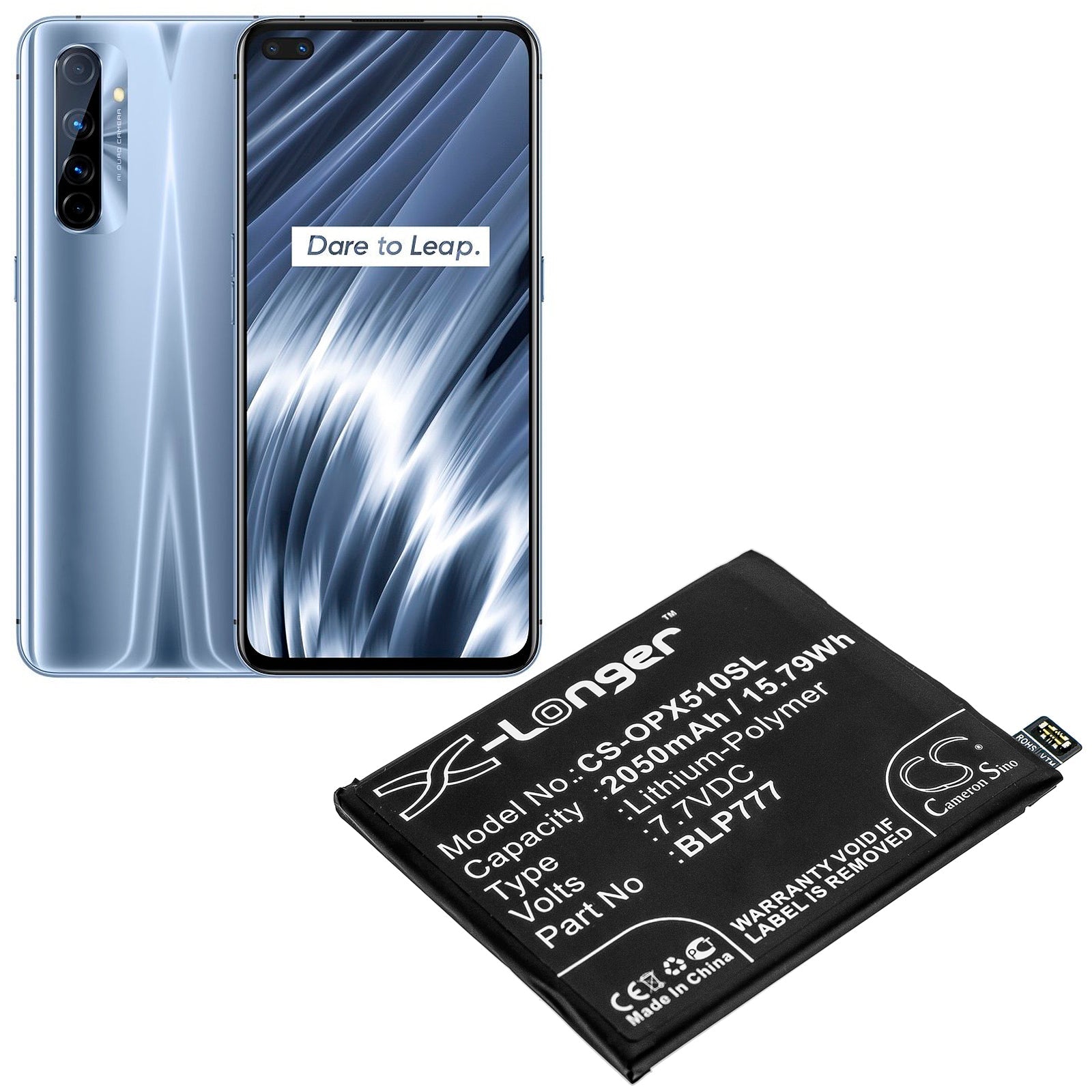 Li-Polymer Battery fits Oppo, Realme X50 Pro 5g, Rmx2072 7.7V, 2050mAh Mobile & SmartPhone Cameron Sino Technology Limited