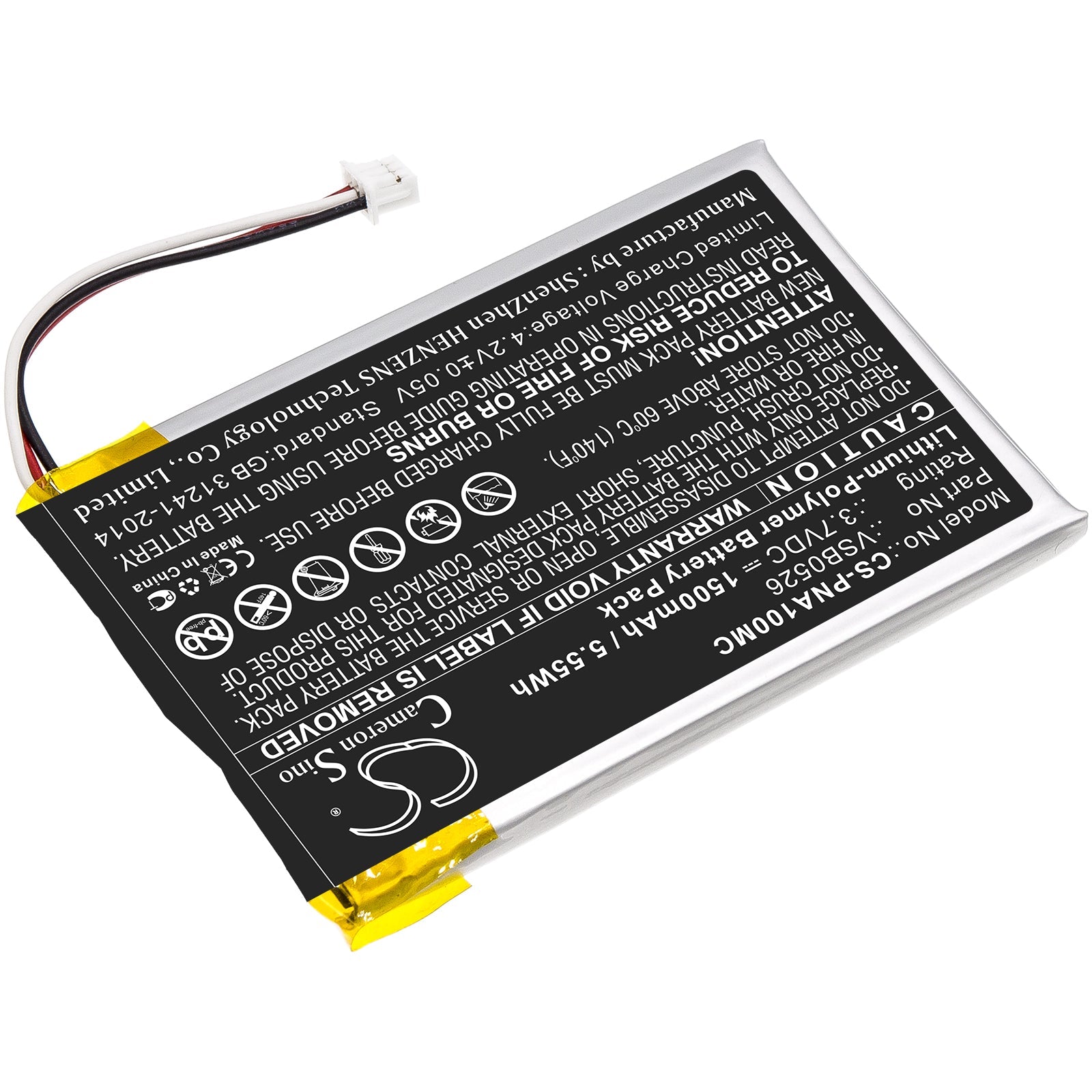 Li-Polymer Battery fits Panasonic, Hx-a100, Hx-a100-h 3.7V, 1500mAh Camera Cameron Sino Technology Limited