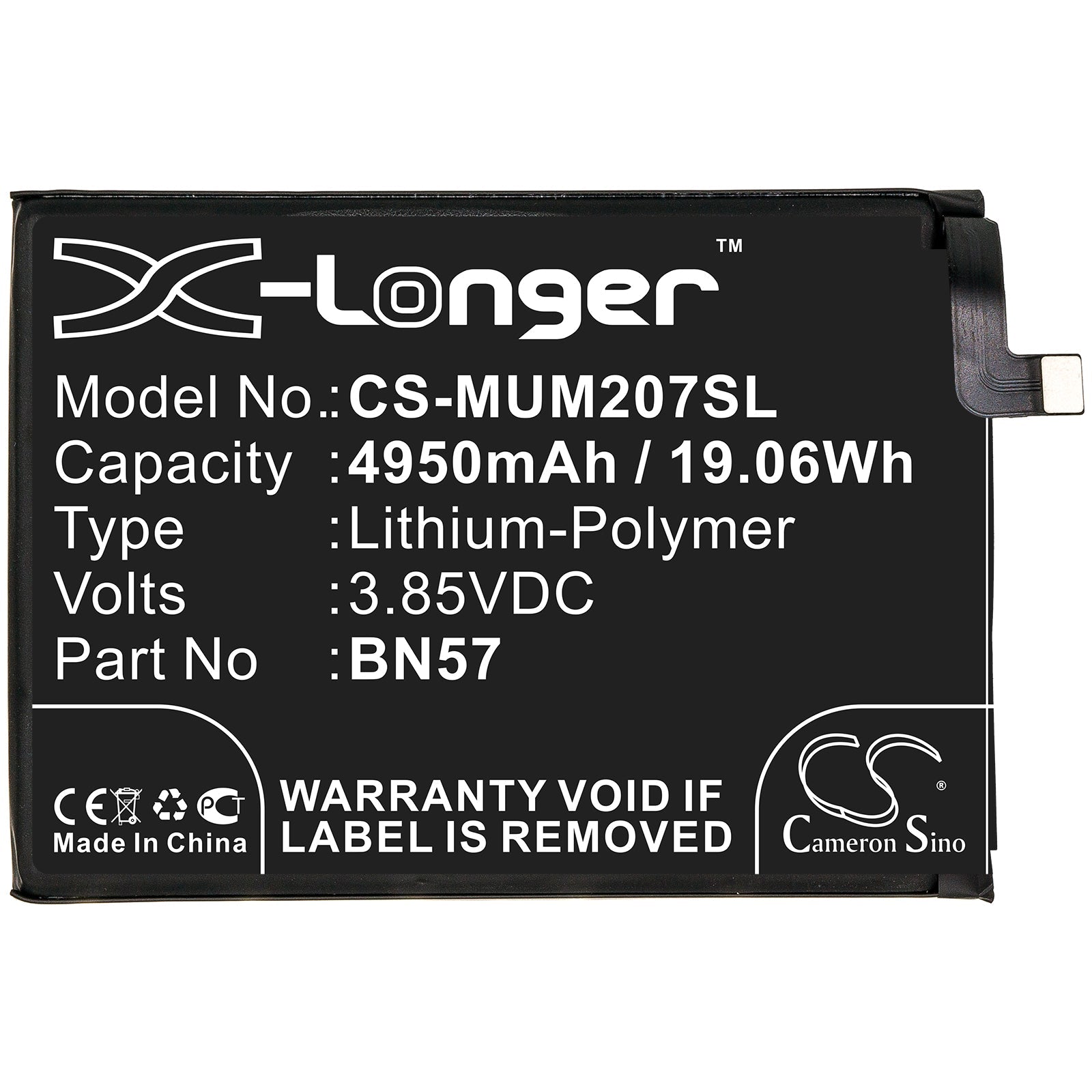 Li-Polymer Battery fits Poco, Bn57, Xiaomi, Bn57 3.85V, 5050mAh Mobile & SmartPhone Cameron Sino Technology Limited