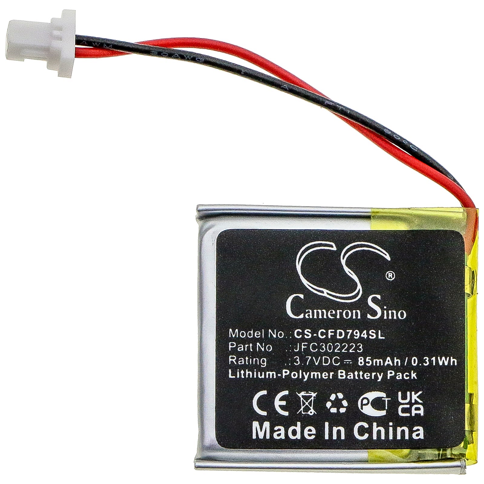 Li-Polymer Battery fits Python, 7756p 3.7V, 85mAh Computer Cameron Sino Technology Limited