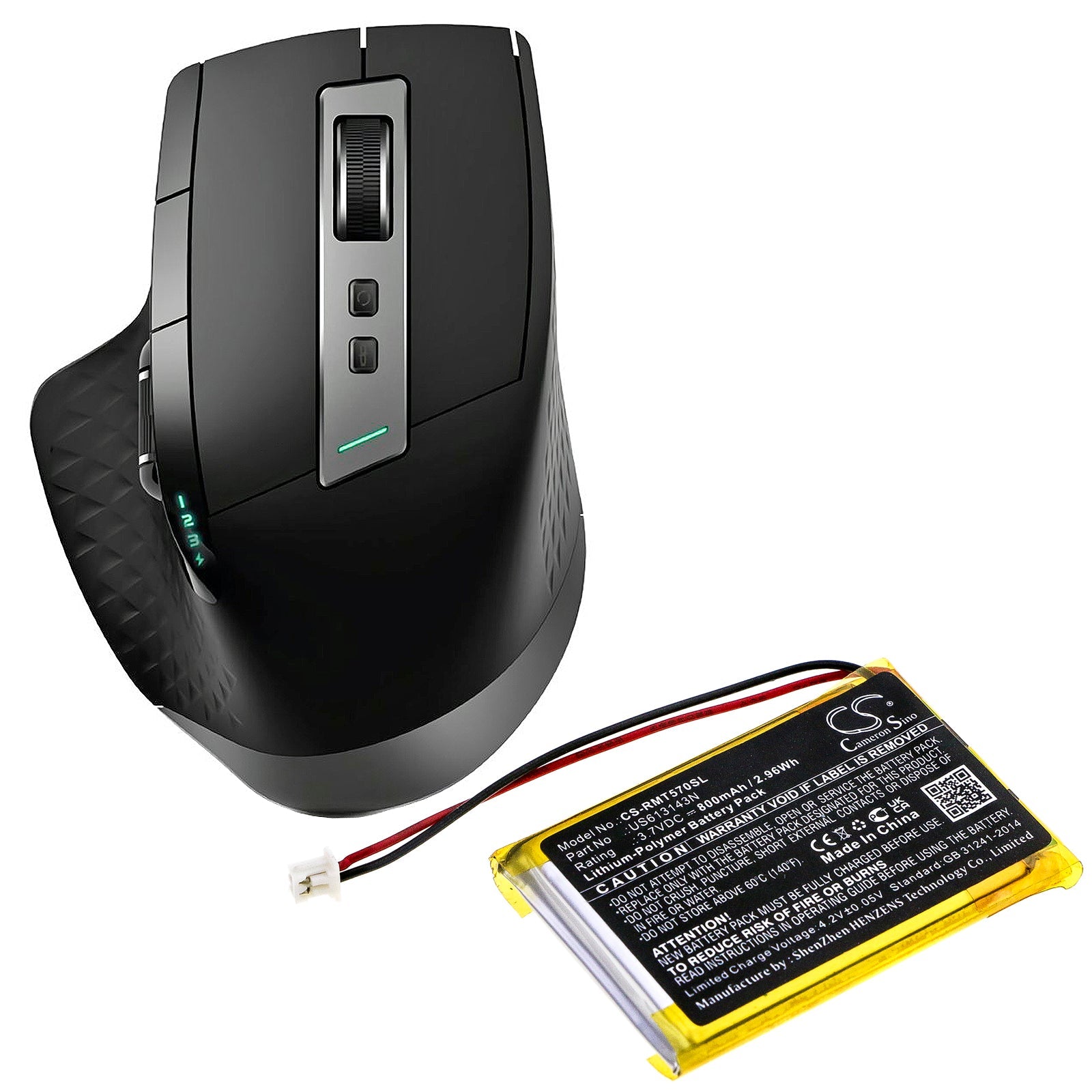 Li-Polymer Battery fits Rapoo, Mt750 Pro, Mt750l 3.7V, 800mAh Keyboard,Mouse Cameron Sino Technology Limited