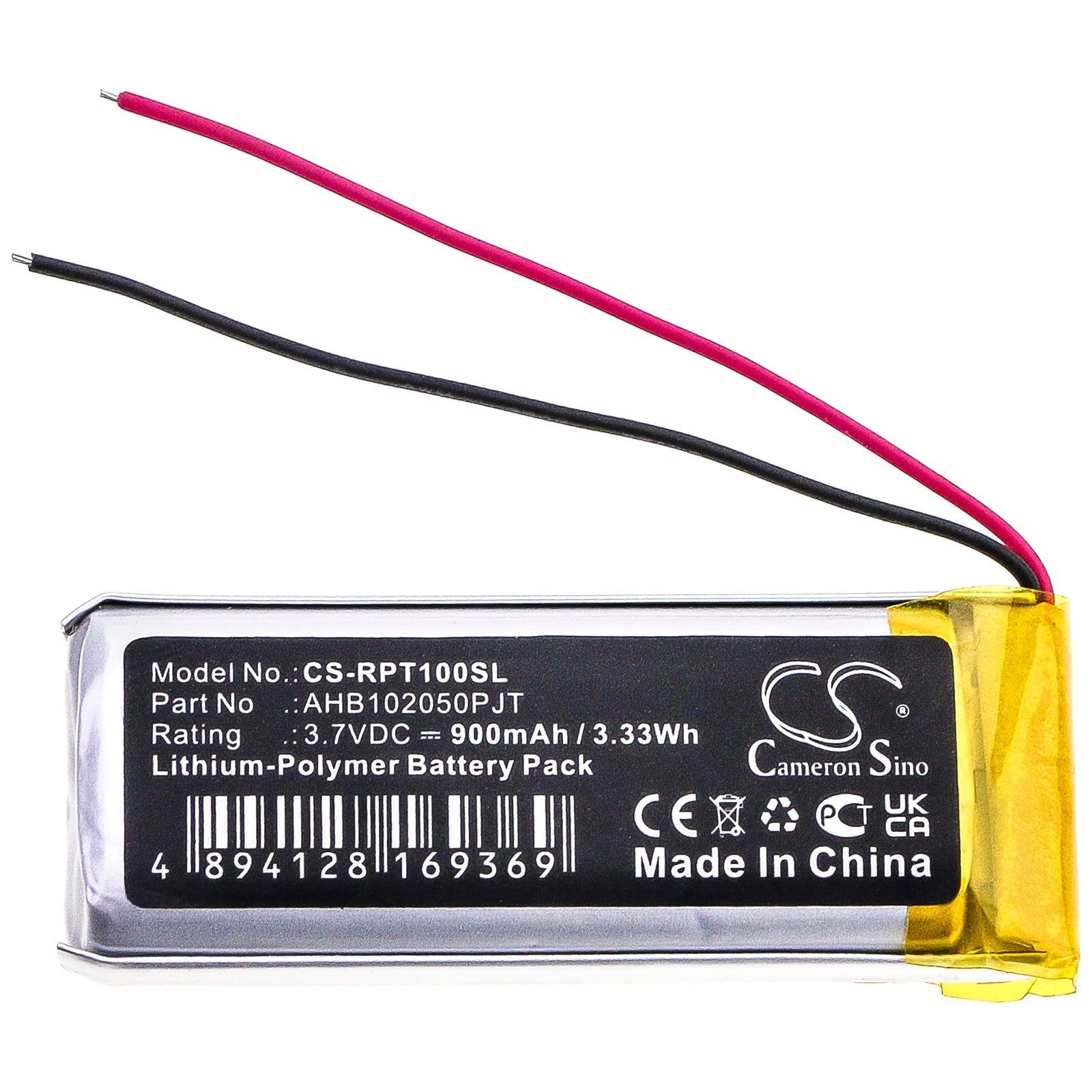 Li-Polymer Battery fits Rapoo, Ti100 3.7V, 900mAh Wireless Headset Cameron Sino Technology Limited