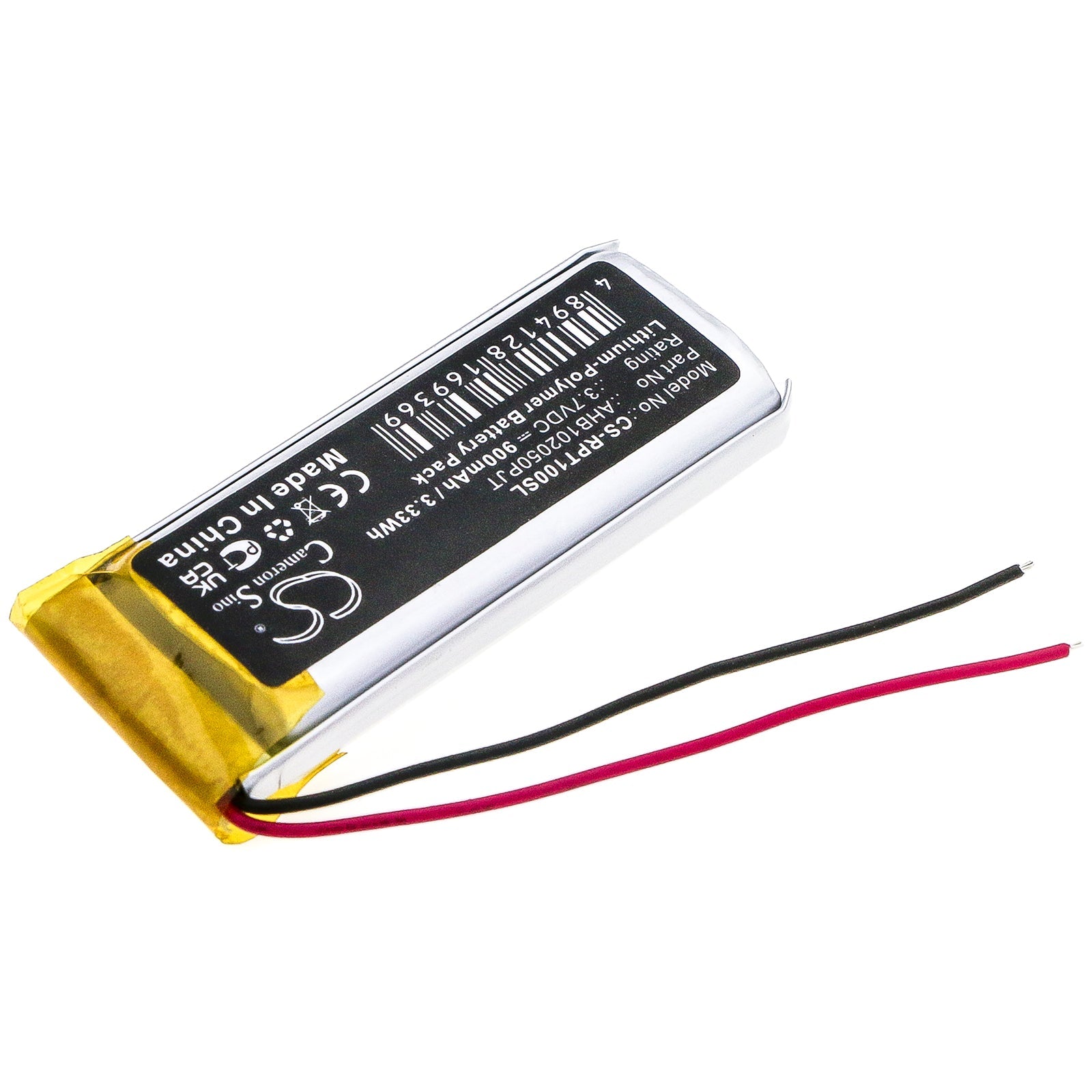 Li-Polymer Battery fits Rapoo, Ti100 3.7V, 900mAh Wireless Headset Cameron Sino Technology Limited