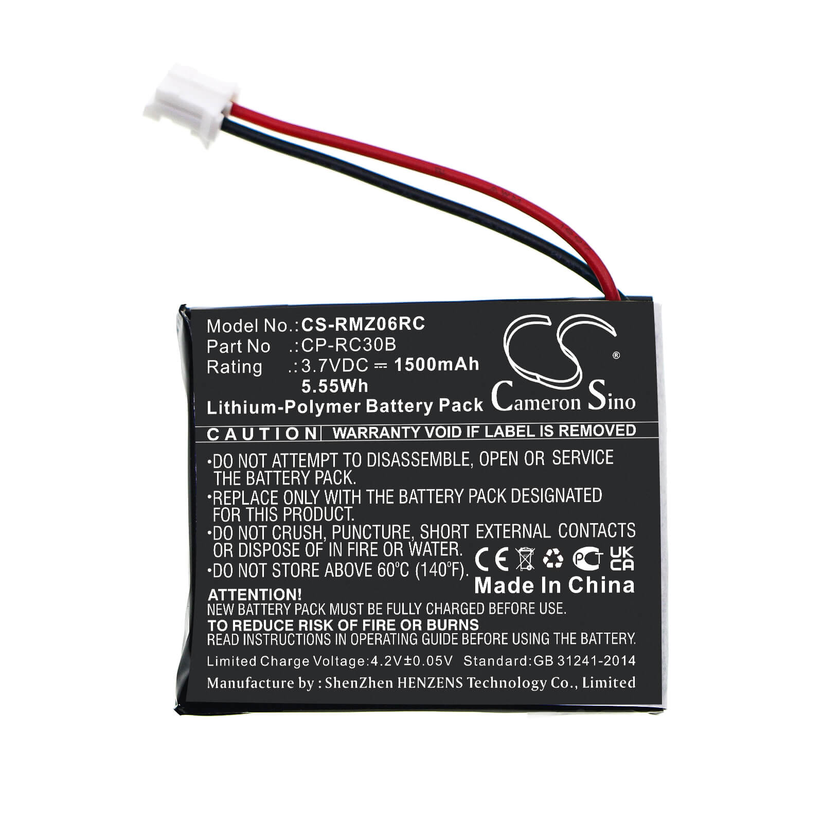 Li-Polymer Battery fits Razer, Mamba Rc30-013601, Naga Epic Chroma 3.7V, 1500mAh / 5.55Wh Keyboard,Mouse Cameron Sino Technology Limited