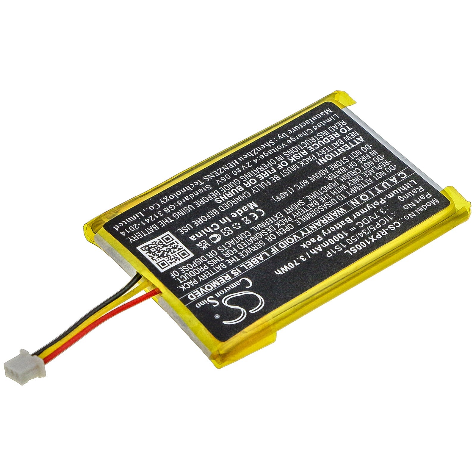 Li-Polymer Battery fits Razer, Opus X 3.7V, 1000mAh Wireless Headset Cameron Sino Technology Limited