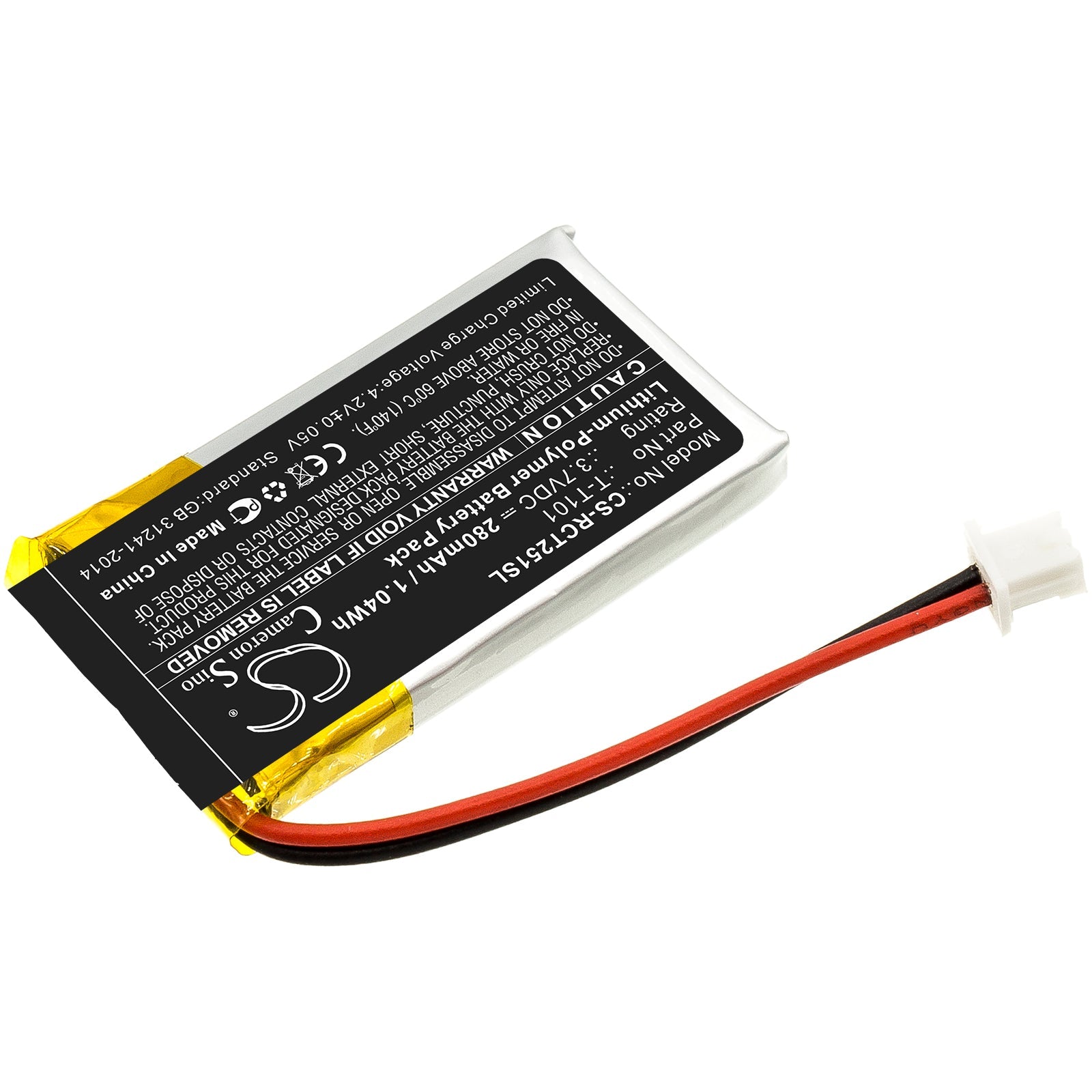 Li-Polymer Battery fits Rca, 25065, 25111 3.7V, 280mAh Wireless Headset Cameron Sino Technology Limited