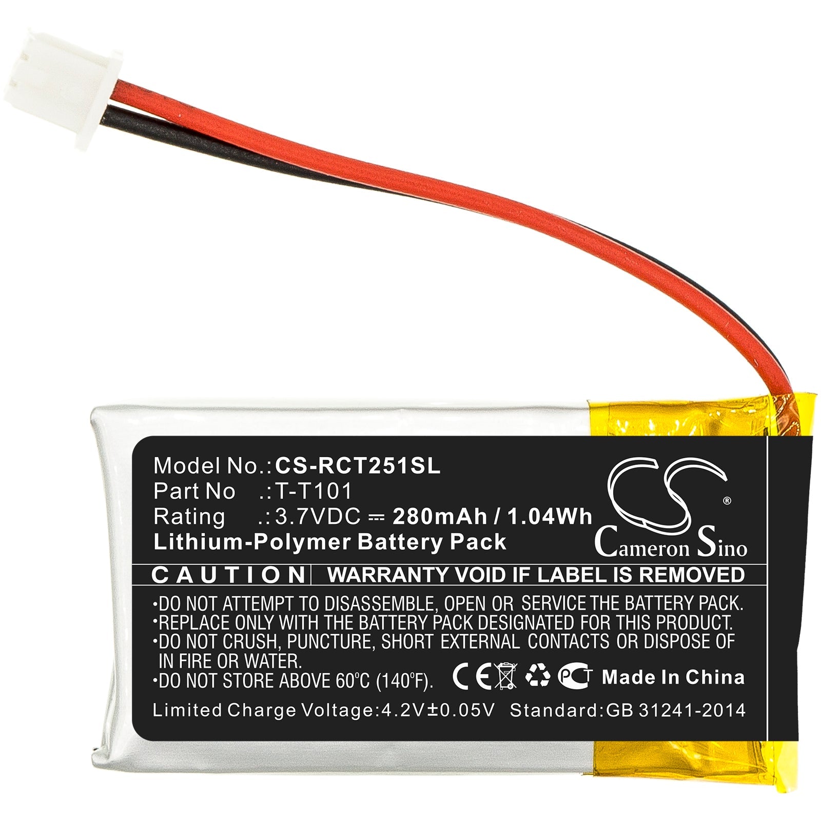 Li-Polymer Battery fits Rca, 25065, 25111 3.7V, 280mAh Wireless Headset Cameron Sino Technology Limited