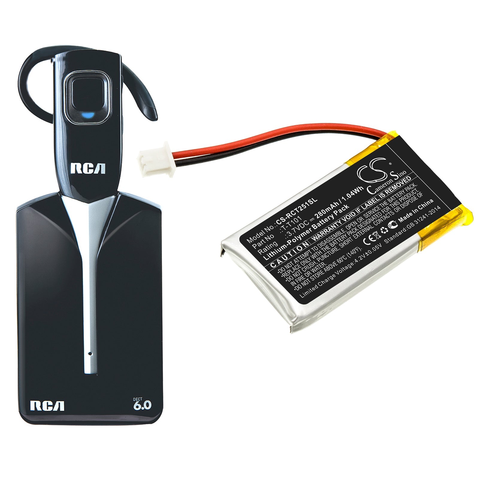 Li-Polymer Battery fits Rca, 25065, 25111 3.7V, 280mAh Wireless Headset Cameron Sino Technology Limited