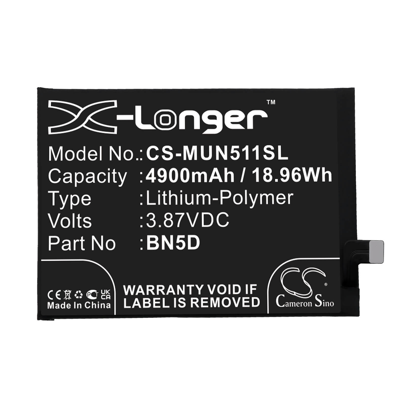 Li-Polymer Battery fits Redmi, 22031116bg, Note 11s 3.87V, 4900mAh / 18.96Wh Mobile & SmartPhone Cameron Sino Technology Limited