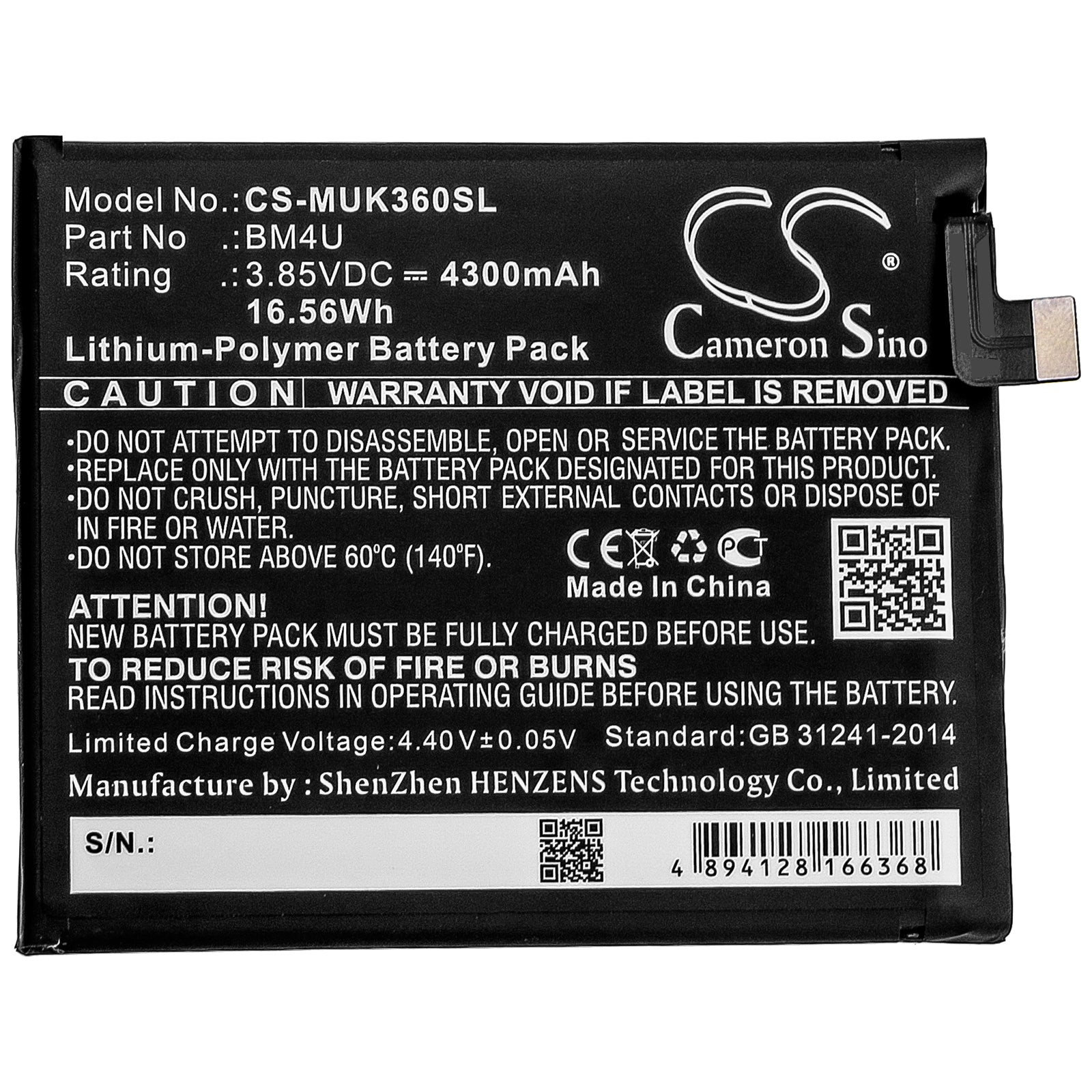Li-Polymer Battery fits Redmi, K30 Ultra 5g, M2006j10c 3.85V, 4300mAh Mobile & SmartPhone Cameron Sino Technology Limited