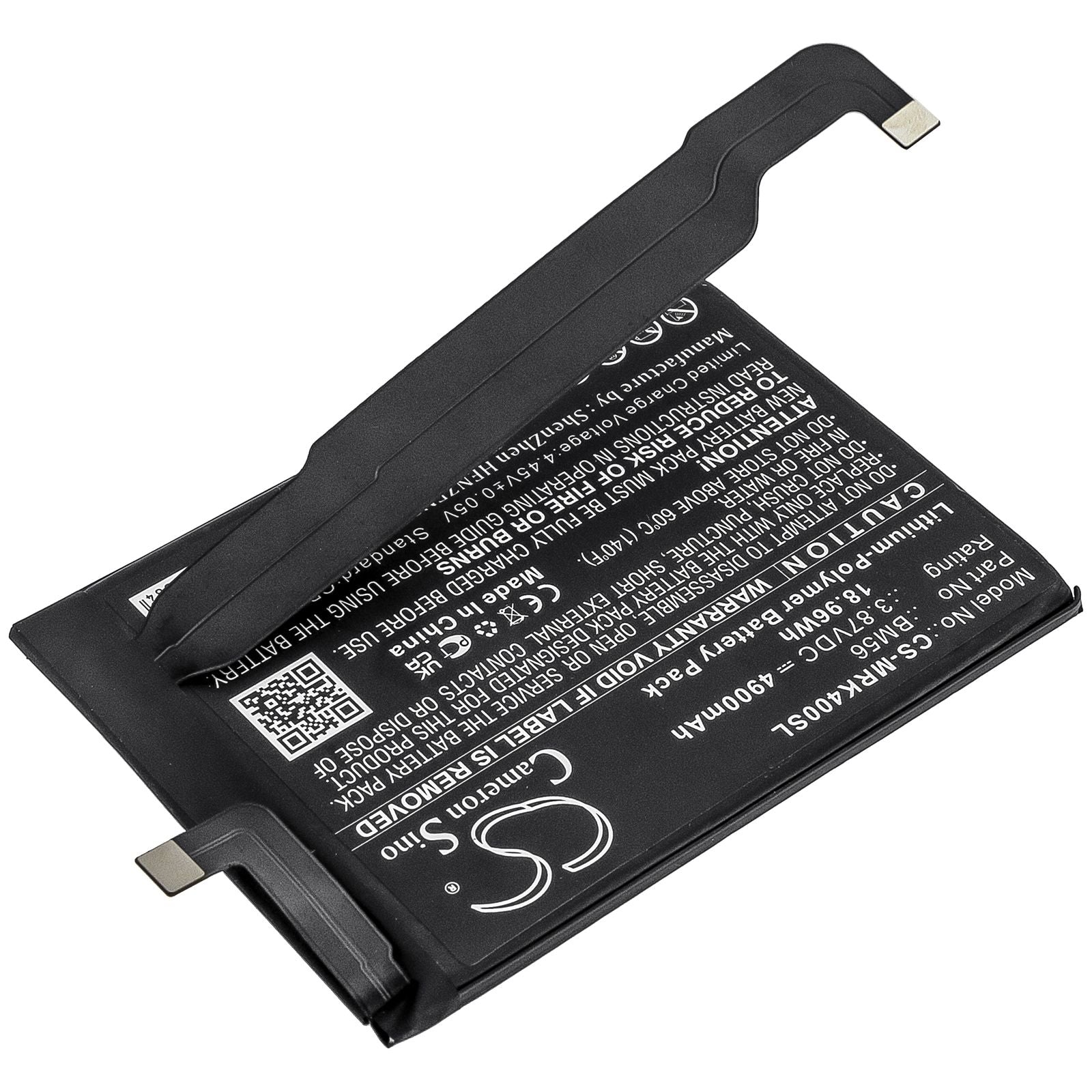 Li-Polymer Battery fits Redmi, K40 Game, M2104k10c 3.87V, 4900mAh Communications Cameron Sino Technology Limited