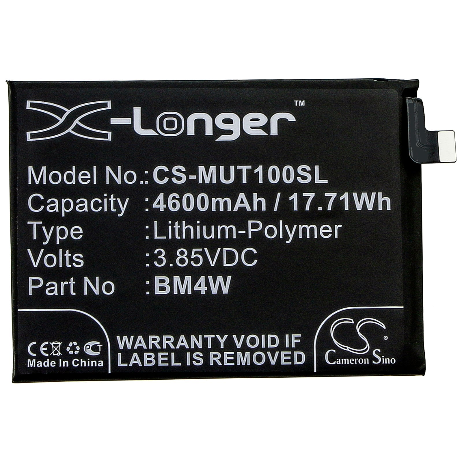 Li-Polymer Battery fits Redmi, M2007j17c, Note 9 Pro 5g, Xiaomi 3.85V, 4600mAh Mobile & SmartPhone Cameron Sino Technology Limited