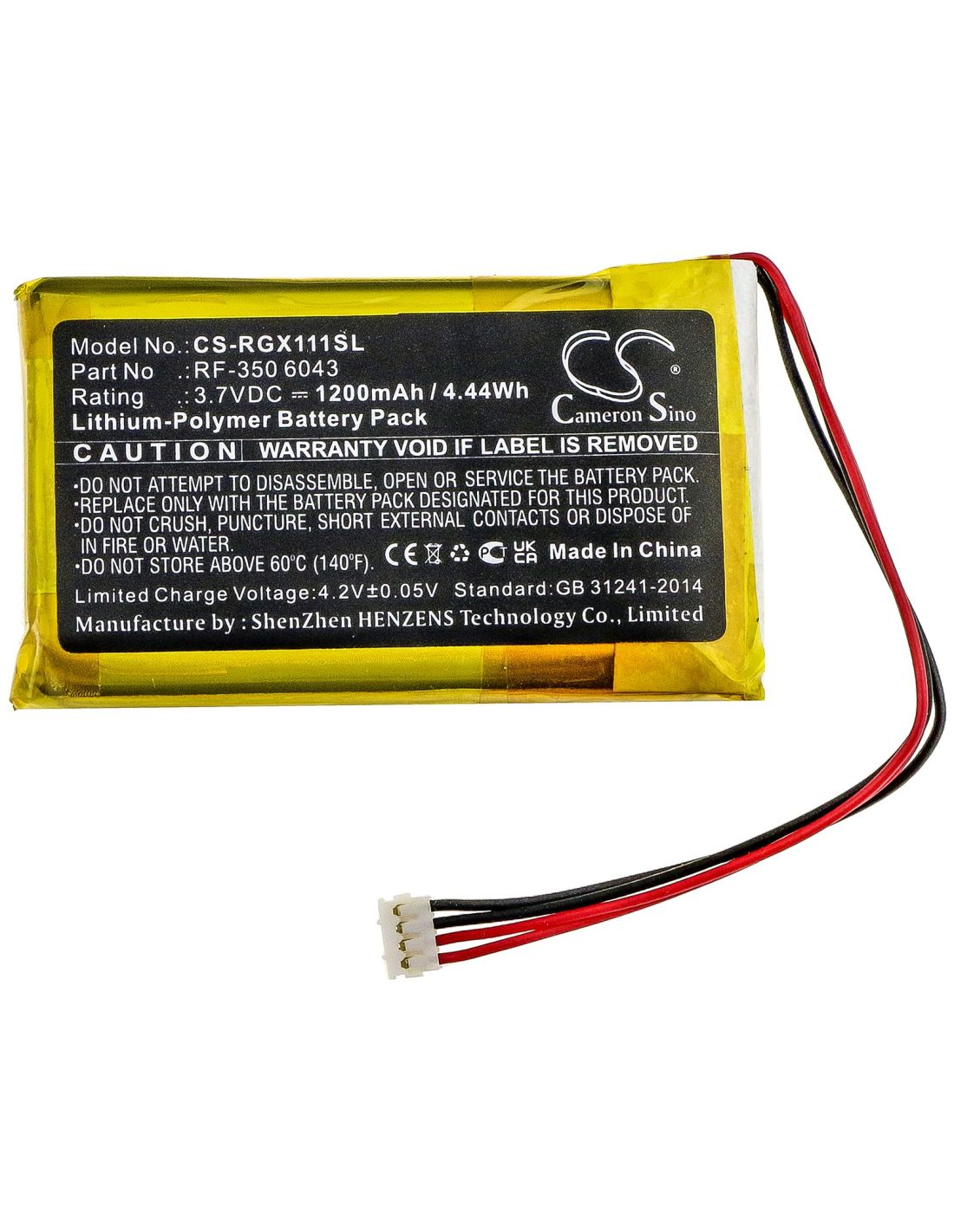 Li-Polymer Battery fits Renkforce, Gx-111 3.7V, 1200mAh GPS & Navigator Cameron Sino Technology Limited