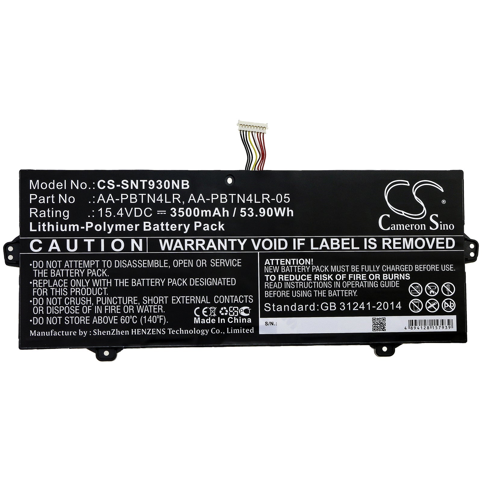 Li-Polymer Battery fits Samsung, Aa-pbtn4lr, Aa-pbtn4lr-05 15.4V, 3500mAh Notebook & Laptop Cameron Sino Technology Limited