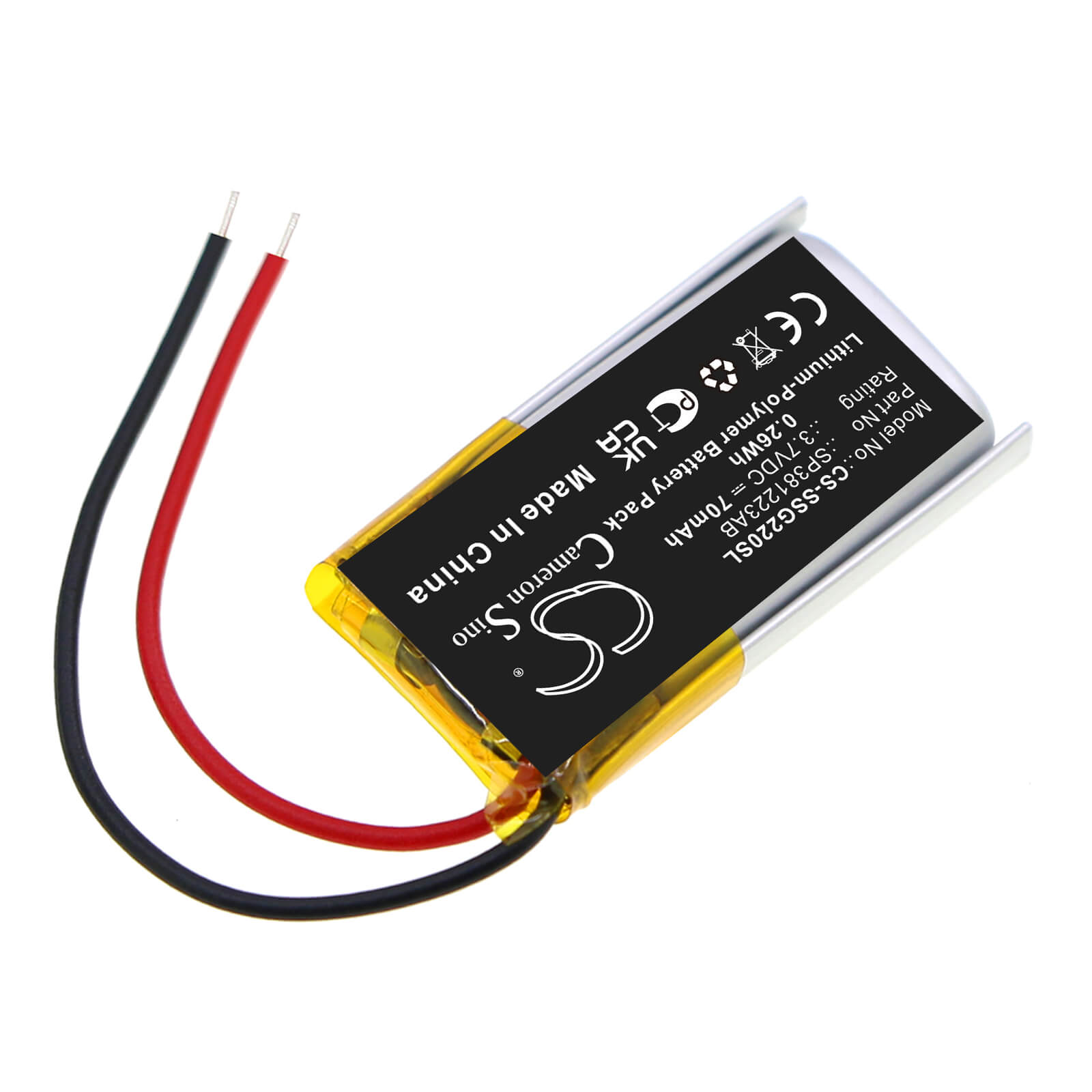Li-Polymer Battery fits Samsung, Bn81-04794a, Sg-2200ar 3d Glasses 3.7V, 70mAh / 0.26Wh 3D Glasses Cameron Sino Technology Limited
